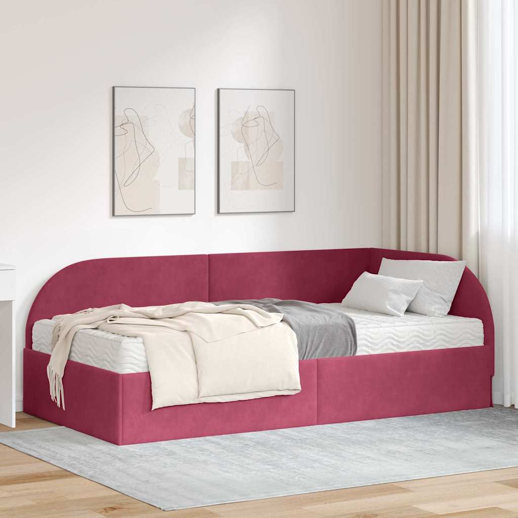 Hoekbedframe met Matras met hoofdeinde 2 pcs Groen Fluweel is nu te koop bij PeponiXL, paradijselijk wonen!