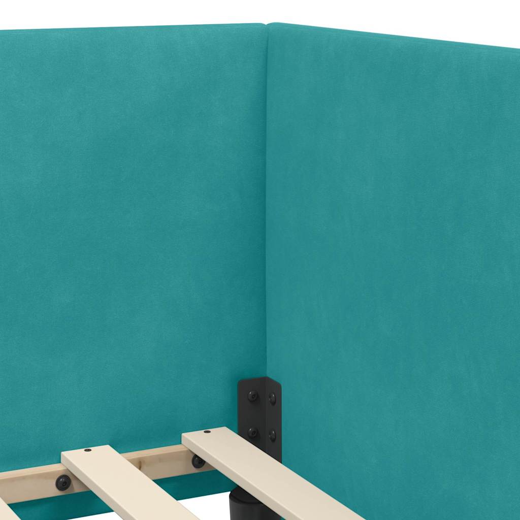 Hoekbedframe met Matras met hoofdeinde 2 pcs Turquoise Fluweel is nu te koop bij PeponiXL, paradijselijk wonen!