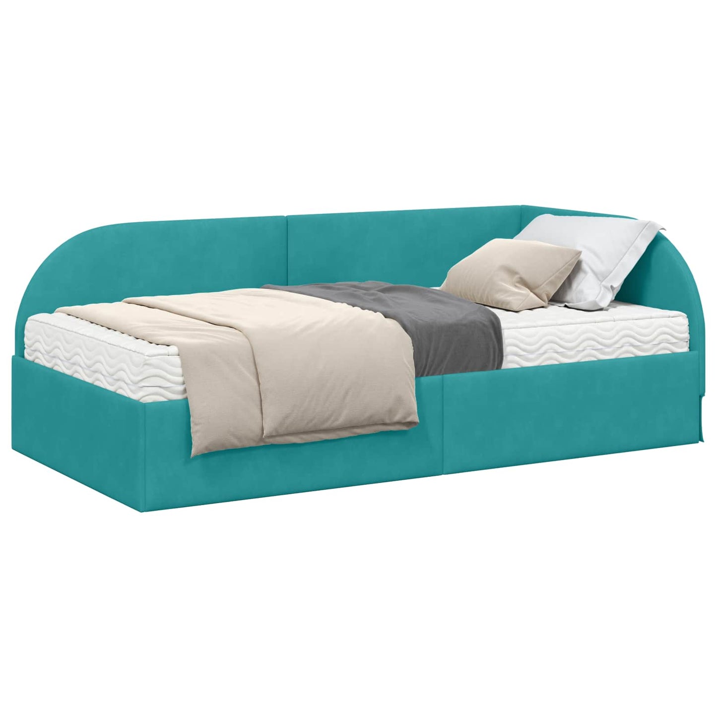 Hoekbedframe met Matras met hoofdeinde 2 pcs Turquoise Fluweel is nu te koop bij PeponiXL, paradijselijk wonen!