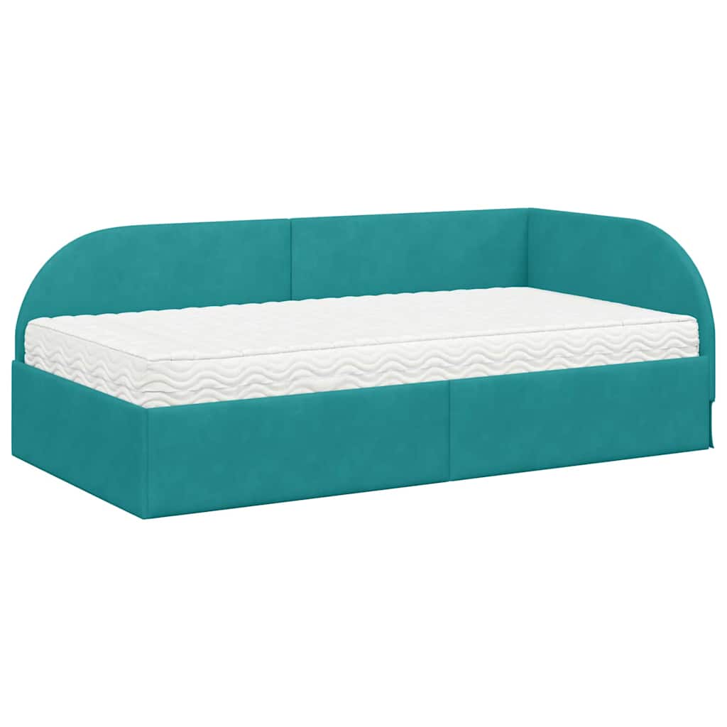 Hoekbedframe met Matras met hoofdeinde 2 pcs Turquoise Fluweel is nu te koop bij PeponiXL, paradijselijk wonen!