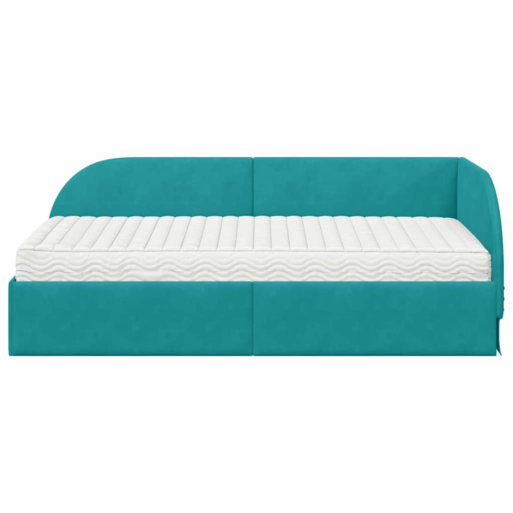 Hoekbedframe met Matras met hoofdeinde 2 pcs Turquoise Fluweel is nu te koop bij PeponiXL, paradijselijk wonen!