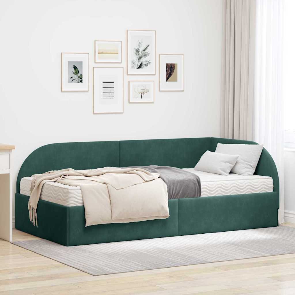 Hoekbedframe met Matras met hoofdeinde 2 pcs Groen Fluweel is nu te koop bij PeponiXL, paradijselijk wonen!