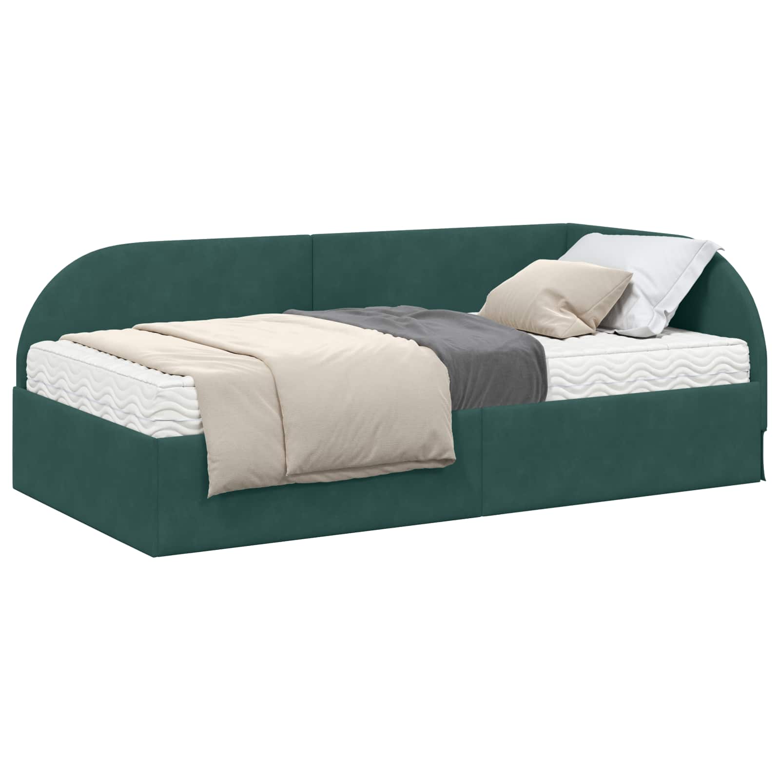 Hoekbedframe met Matras met hoofdeinde 2 pcs Groen Fluweel is nu te koop bij PeponiXL, paradijselijk wonen!