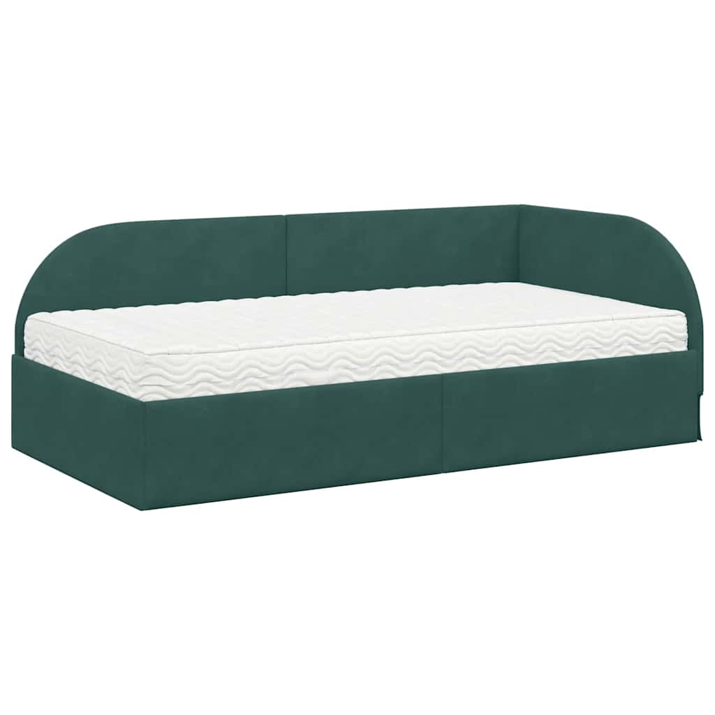 Hoekbedframe met Matras met hoofdeinde 2 pcs Groen Fluweel is nu te koop bij PeponiXL, paradijselijk wonen!