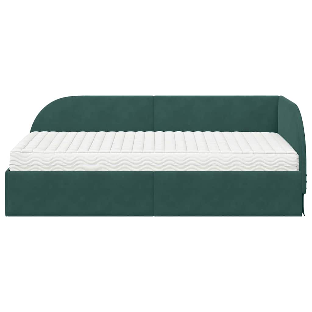 Hoekbedframe met Matras met hoofdeinde 2 pcs Groen Fluweel is nu te koop bij PeponiXL, paradijselijk wonen!