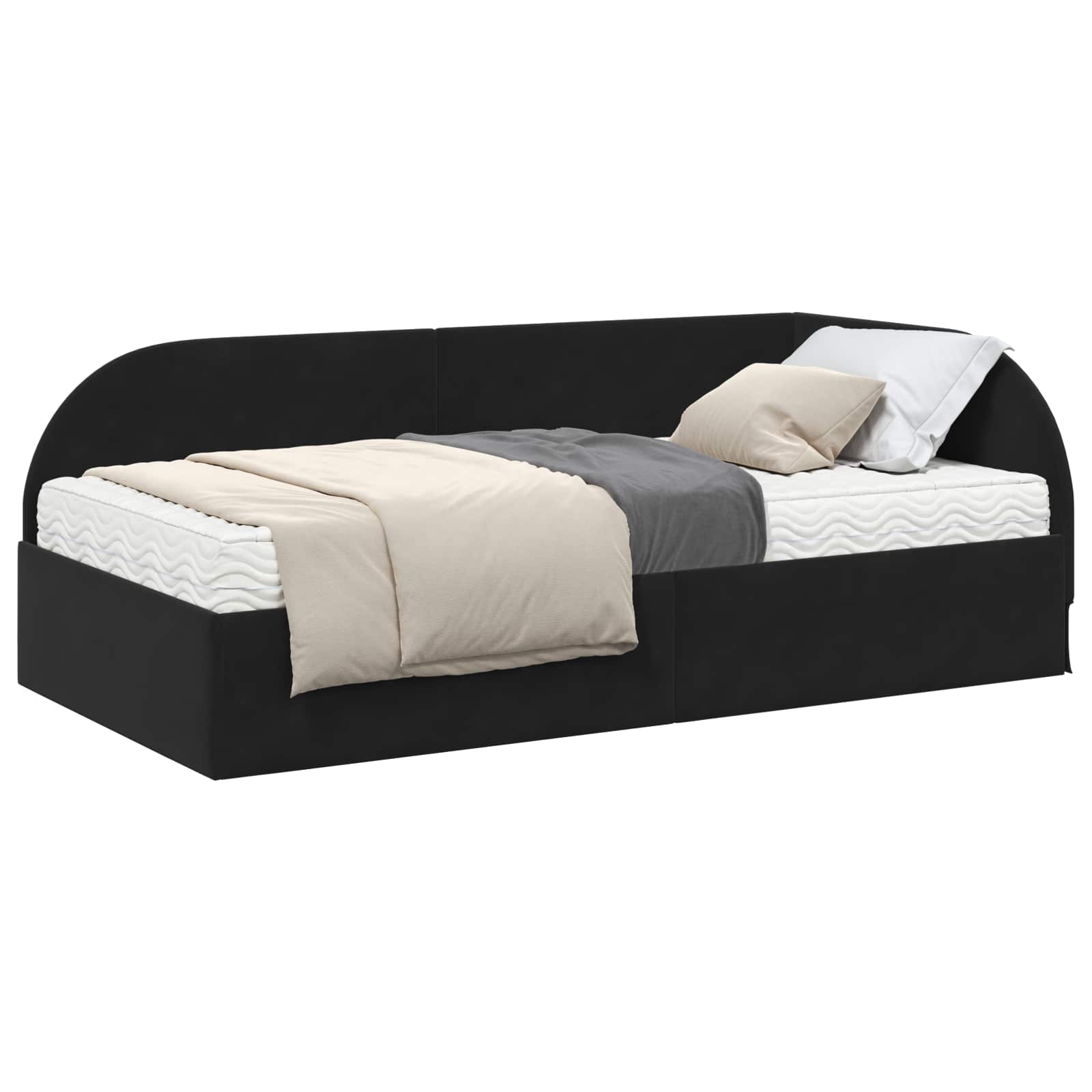 Hoekbedframe met Matras met hoofdeinde 2 pcs Zwart Fluweel is nu te koop bij PeponiXL, paradijselijk wonen!