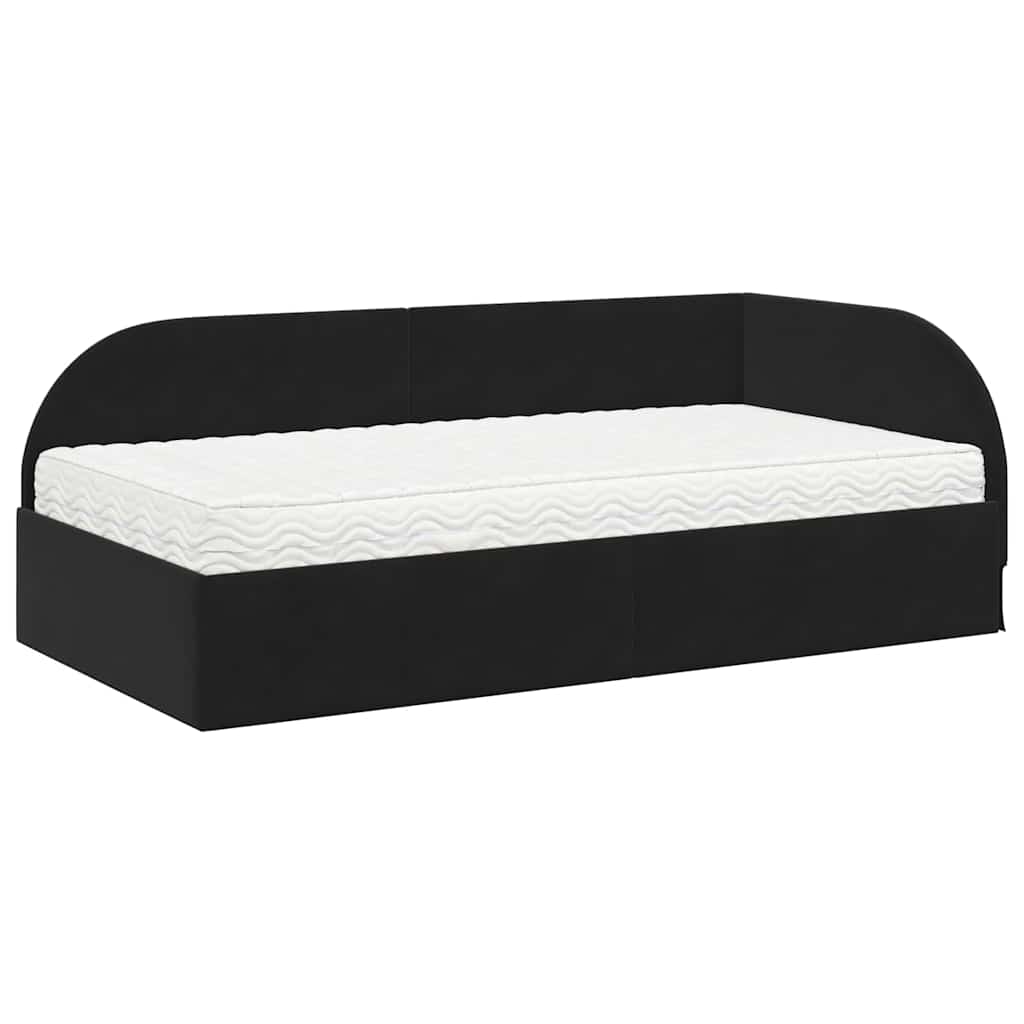 Hoekbedframe met Matras met hoofdeinde 2 pcs Zwart Fluweel is nu te koop bij PeponiXL, paradijselijk wonen!