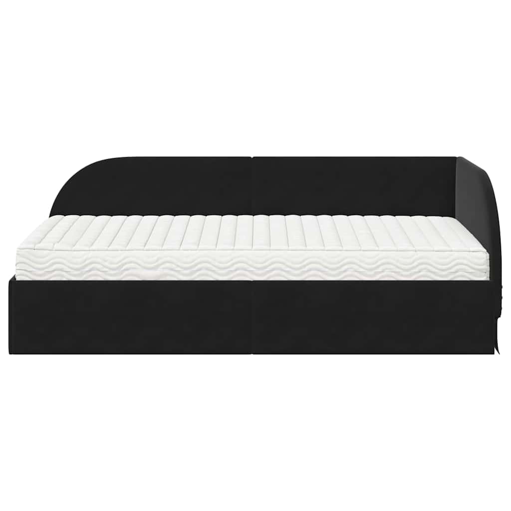 Hoekbedframe met Matras met hoofdeinde 2 pcs Zwart Fluweel is nu te koop bij PeponiXL, paradijselijk wonen!