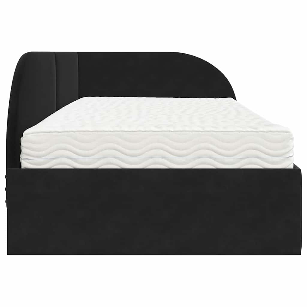 Hoekbedframe met Matras met hoofdeinde 2 pcs Zwart Fluweel is nu te koop bij PeponiXL, paradijselijk wonen!