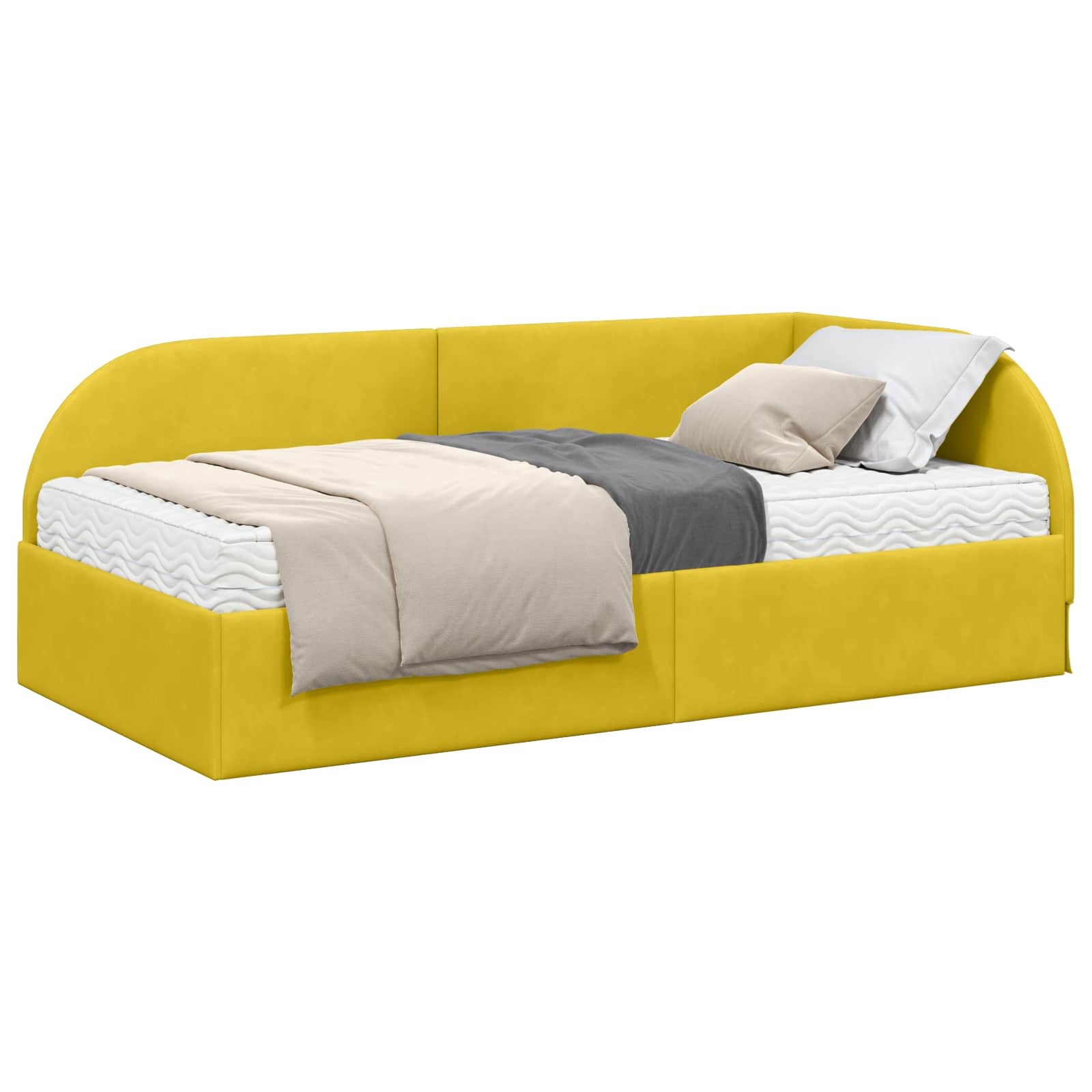 Hoekbedframe met Matras met hoofdeinde 2 pcs Geel Fluweel is nu te koop bij PeponiXL, paradijselijk wonen!