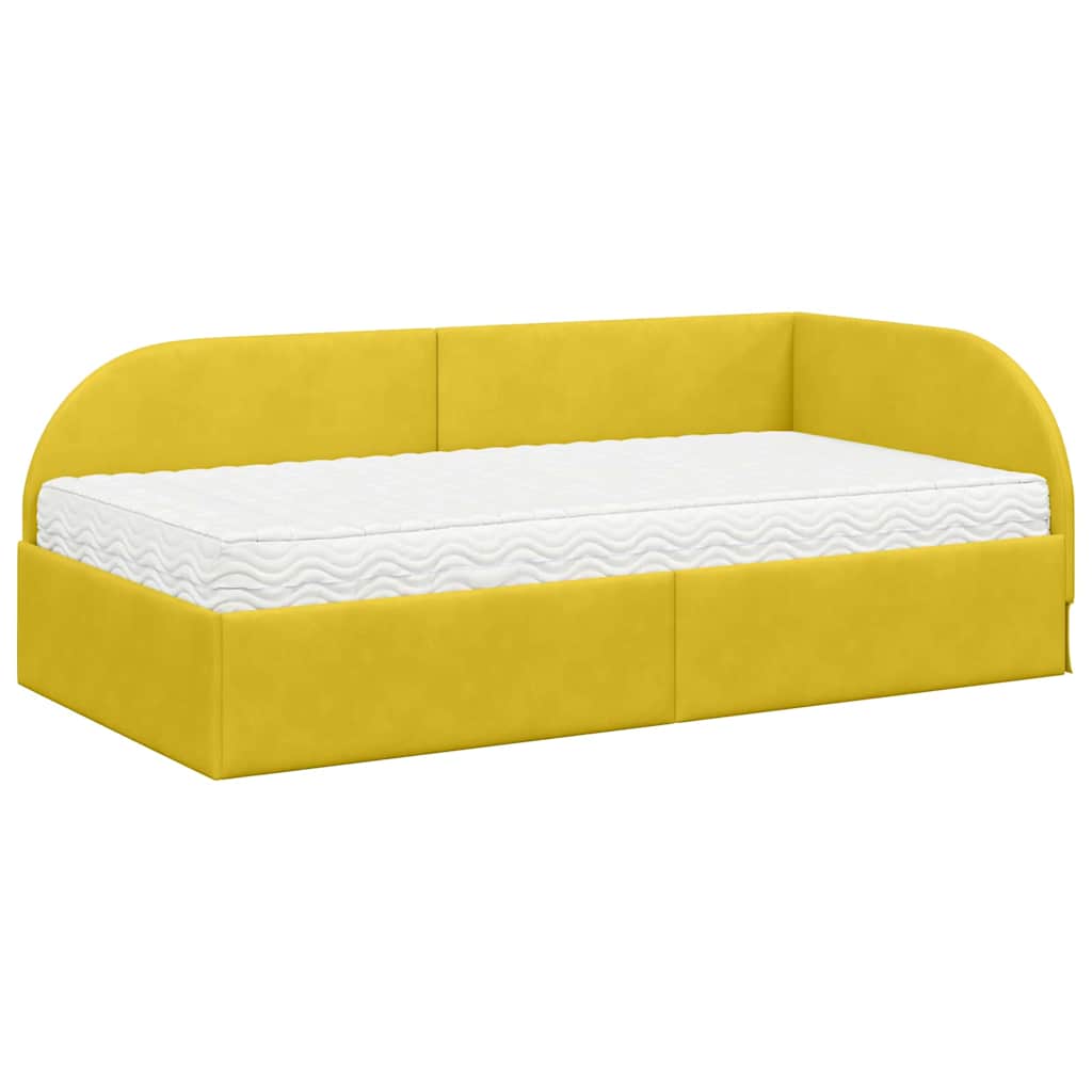 Hoekbedframe met Matras met hoofdeinde 2 pcs Geel Fluweel is nu te koop bij PeponiXL, paradijselijk wonen!