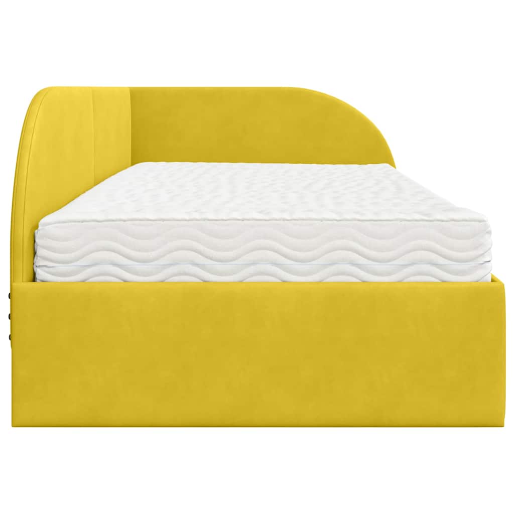 Hoekbedframe met Matras met hoofdeinde 2 pcs Geel Fluweel is nu te koop bij PeponiXL, paradijselijk wonen!