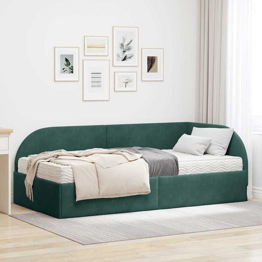 Hoekbedframe met Matras met hoofdeinde 2 pcs Groen Fluweel is nu te koop bij PeponiXL, paradijselijk wonen!