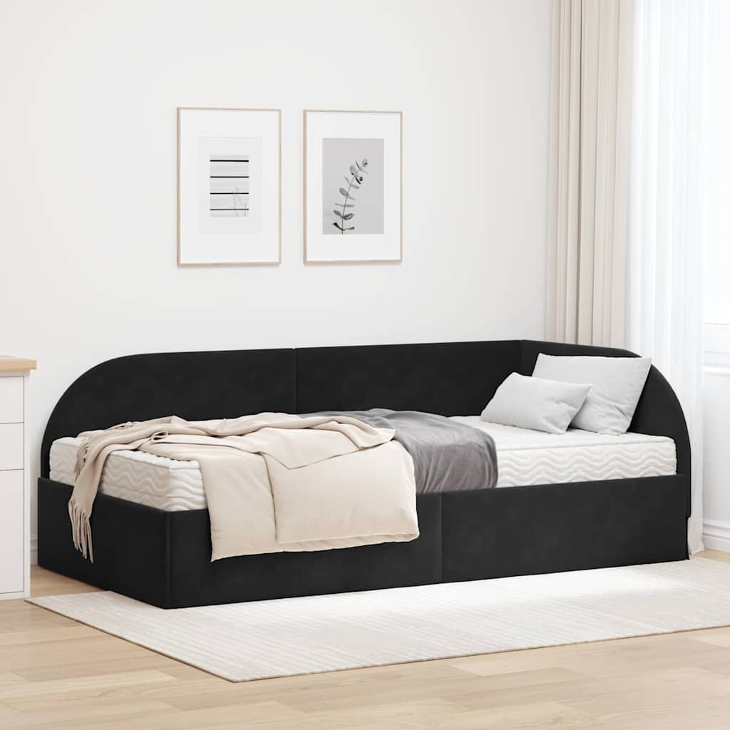 Hoekbedframe met Matras met hoofdeinde 2 pcs Zwart Fluweel is nu te koop bij PeponiXL, paradijselijk wonen!