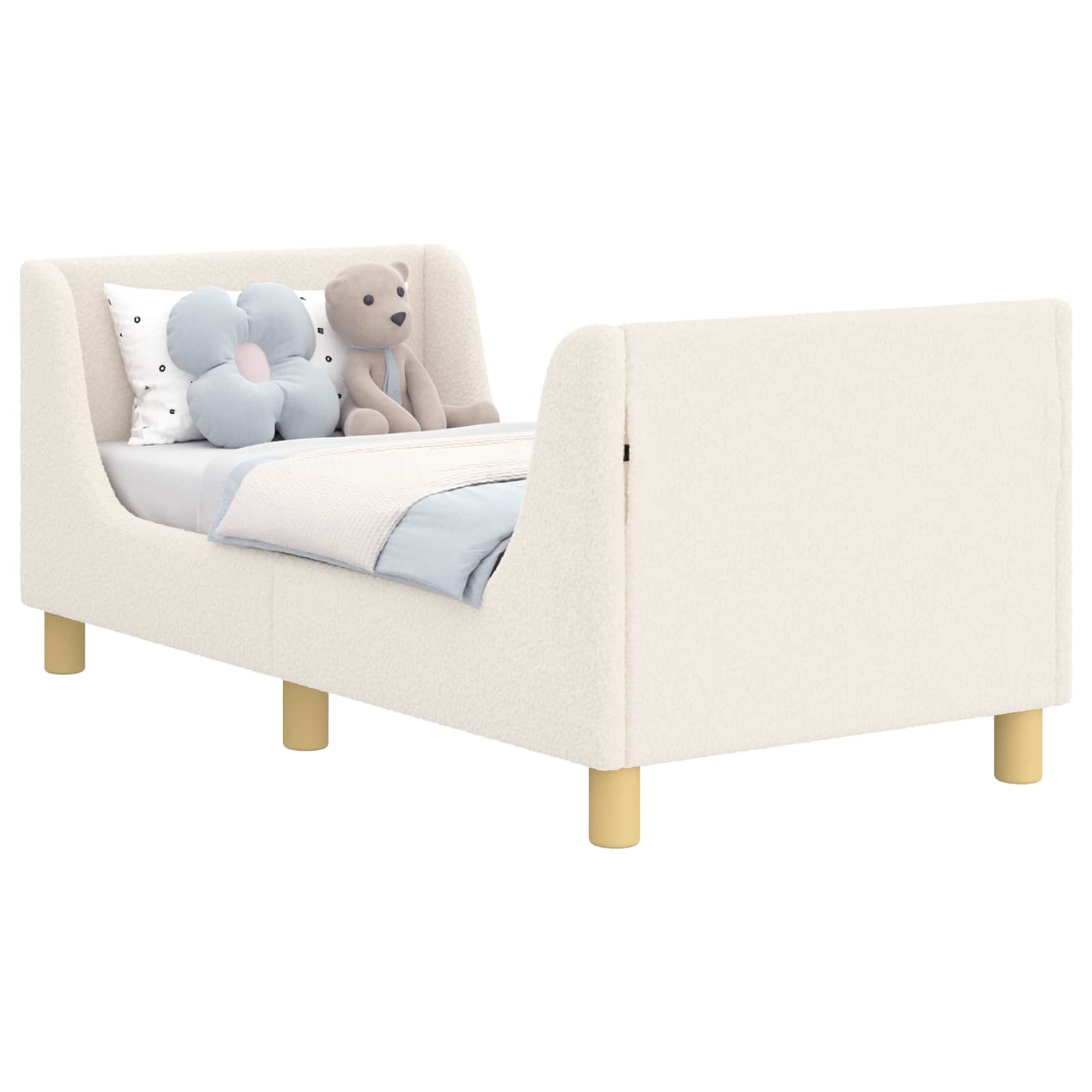 Peuterbedframe met hoofdbord Crèmekleurig 70 x 140 cm Bouclé is nu te koop bij PeponiXL, paradijselijk wonen!