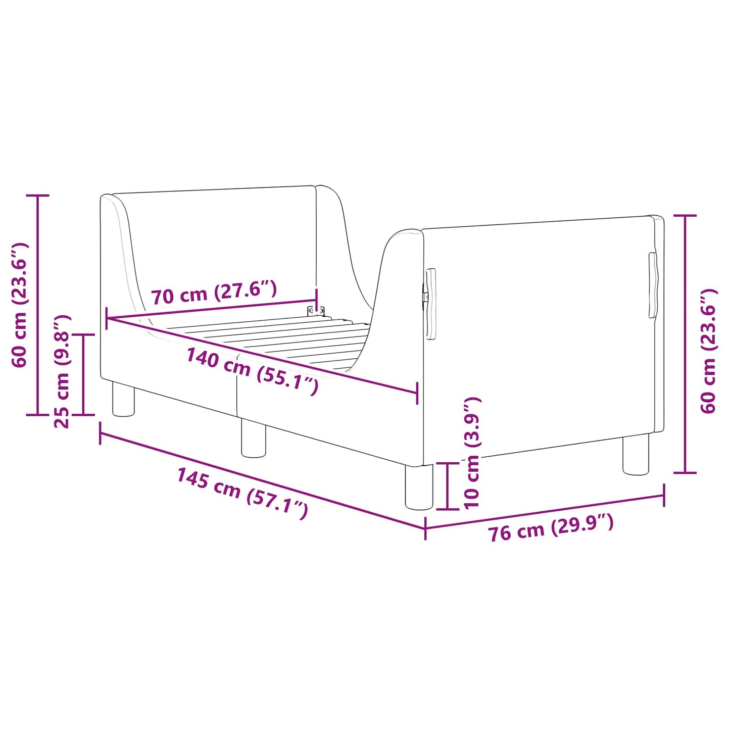 Peuterbedframe met hoofdbord Crèmekleurig 70 x 140 cm Bouclé is nu te koop bij PeponiXL, paradijselijk wonen!