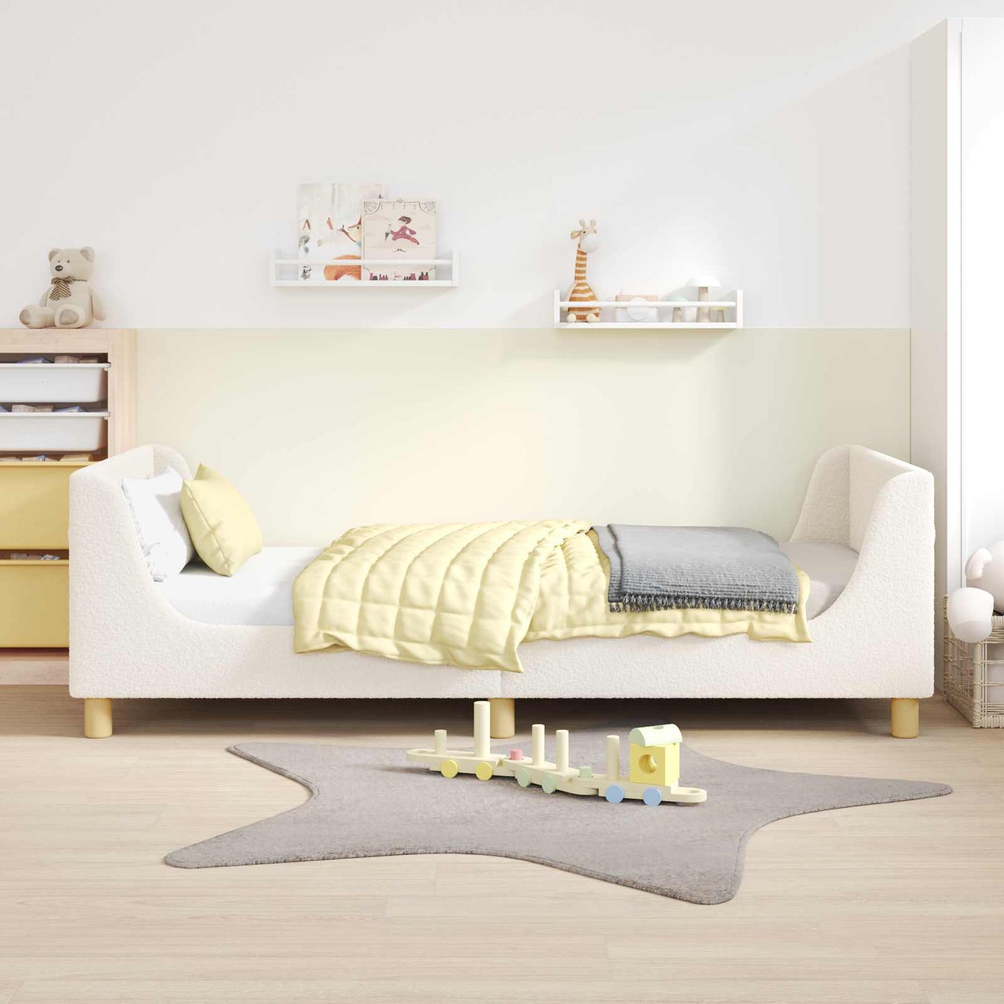 Bedframe voor kinderen met hoofdbord Crème 90 x 190 cm is nu te koop bij PeponiXL, paradijselijk wonen!