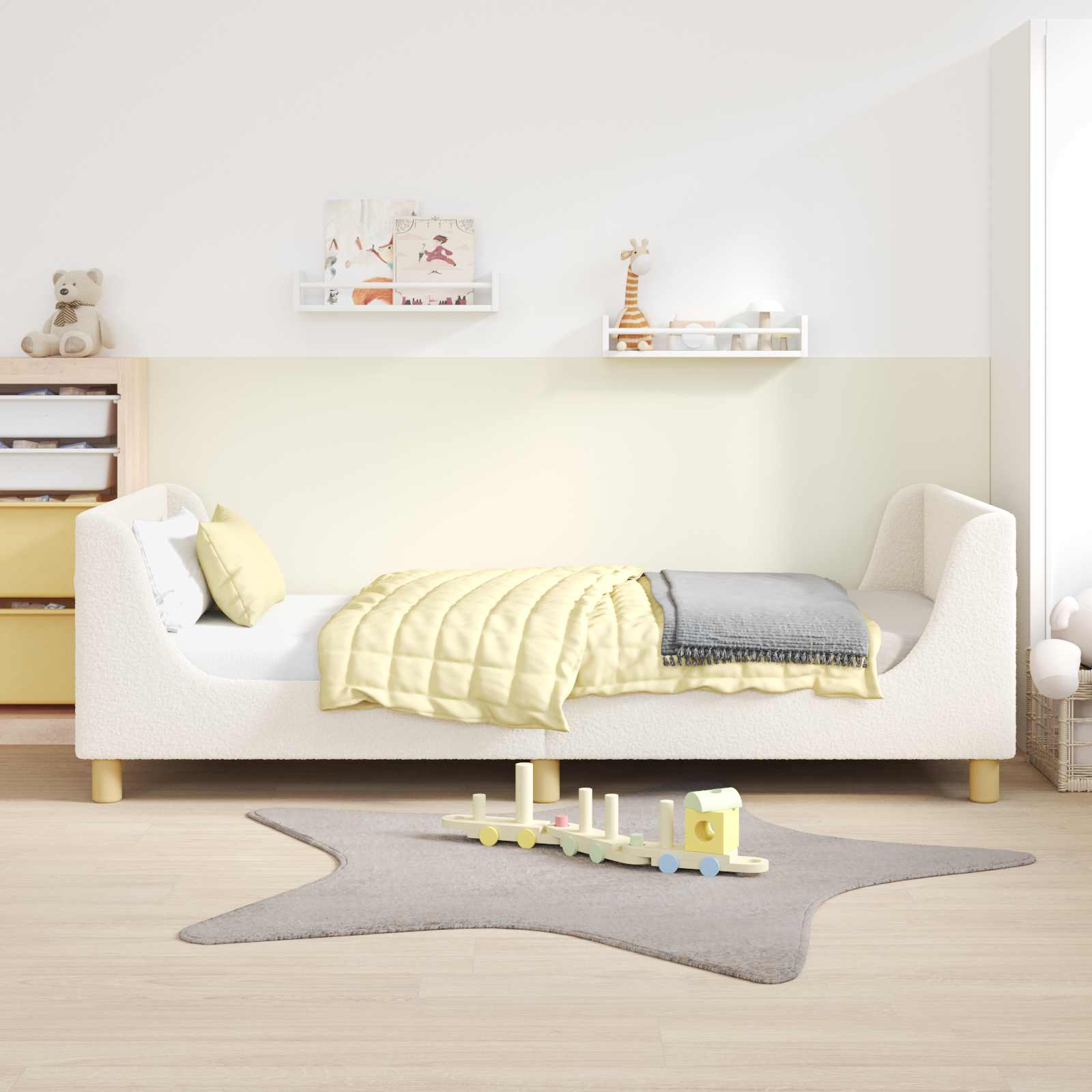 Bedframe voor kinderen met hoofdbord Crème 90 x 190 cm is nu te koop bij PeponiXL, paradijselijk wonen!