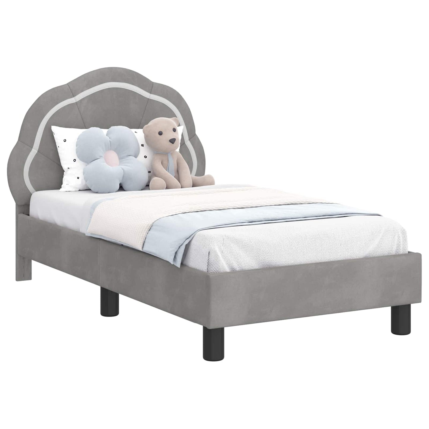 Peuterbedframe met hoofdbord Lichtgrijs 70 x 140 cm Fluweel is nu te koop bij PeponiXL, paradijselijk wonen!