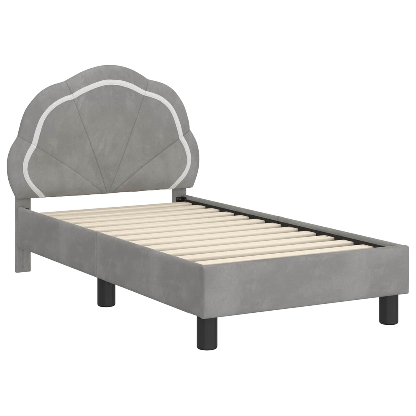 Peuterbedframe met hoofdbord Lichtgrijs 70 x 140 cm Fluweel is nu te koop bij PeponiXL, paradijselijk wonen!