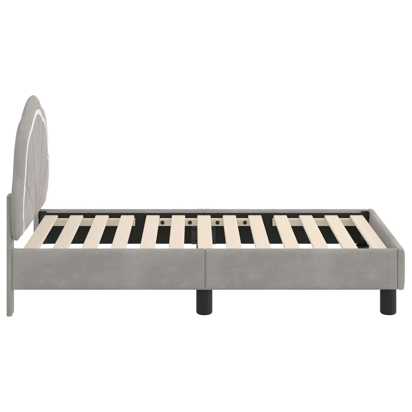 Peuterbedframe met hoofdbord Lichtgrijs 70 x 140 cm Fluweel is nu te koop bij PeponiXL, paradijselijk wonen!