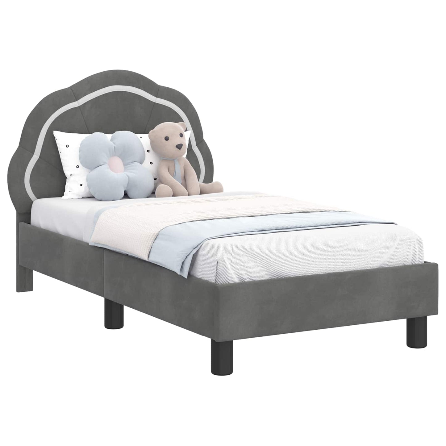 Peuterbedframe met hoofdbord Donkergrijs 70 x 140 cm Fluweel is nu te koop bij PeponiXL, paradijselijk wonen!