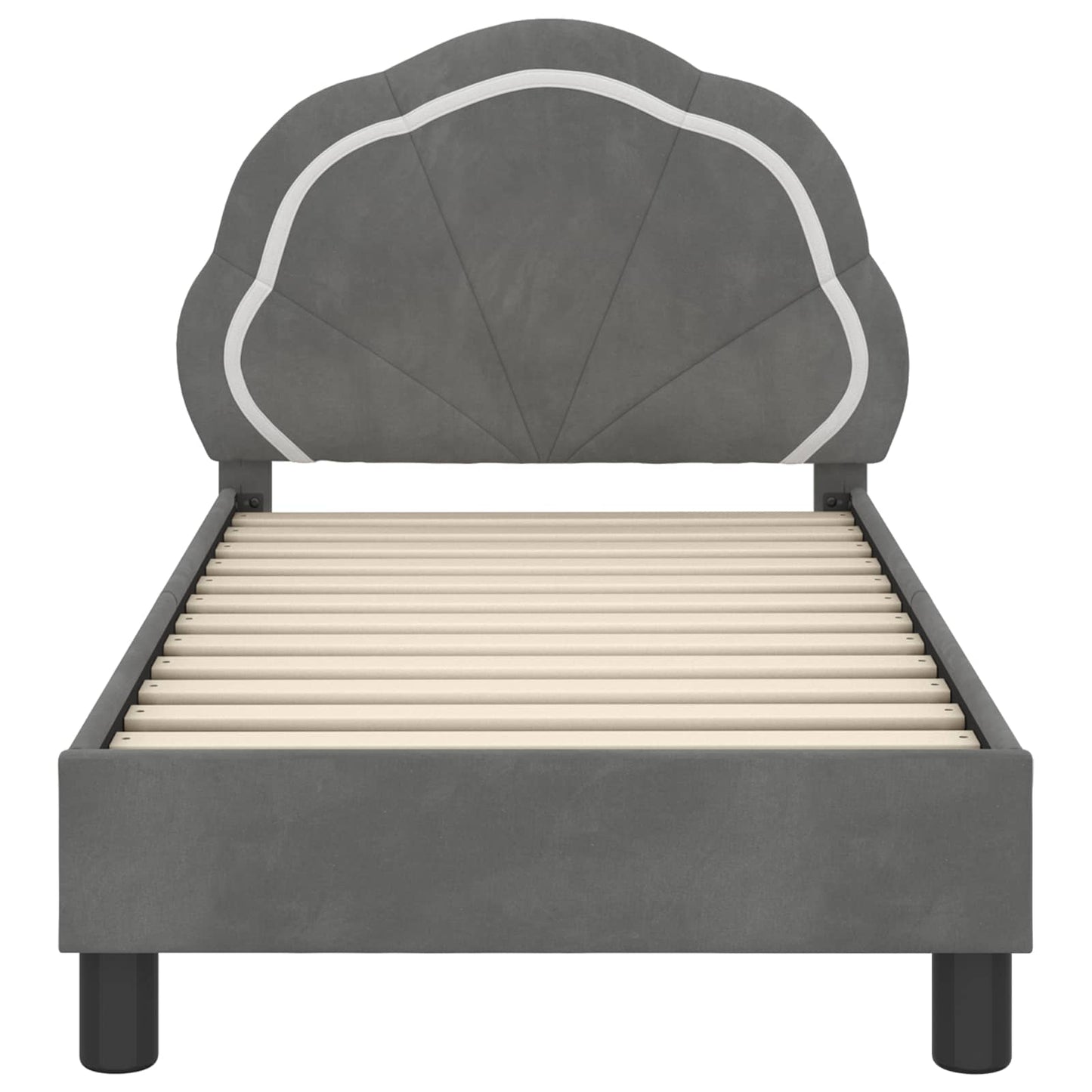 Peuterbedframe met hoofdbord Donkergrijs 70 x 140 cm Fluweel is nu te koop bij PeponiXL, paradijselijk wonen!