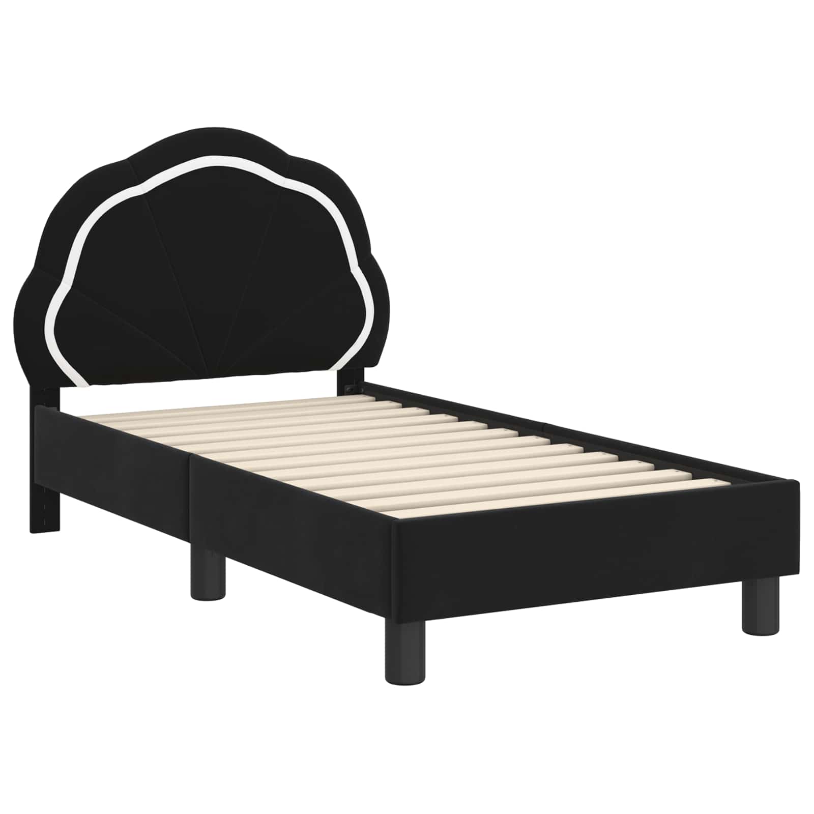 Peuterbedframe met hoofdbord Zwart 70 x 140 cm Fluweel is nu te koop bij PeponiXL, paradijselijk wonen!