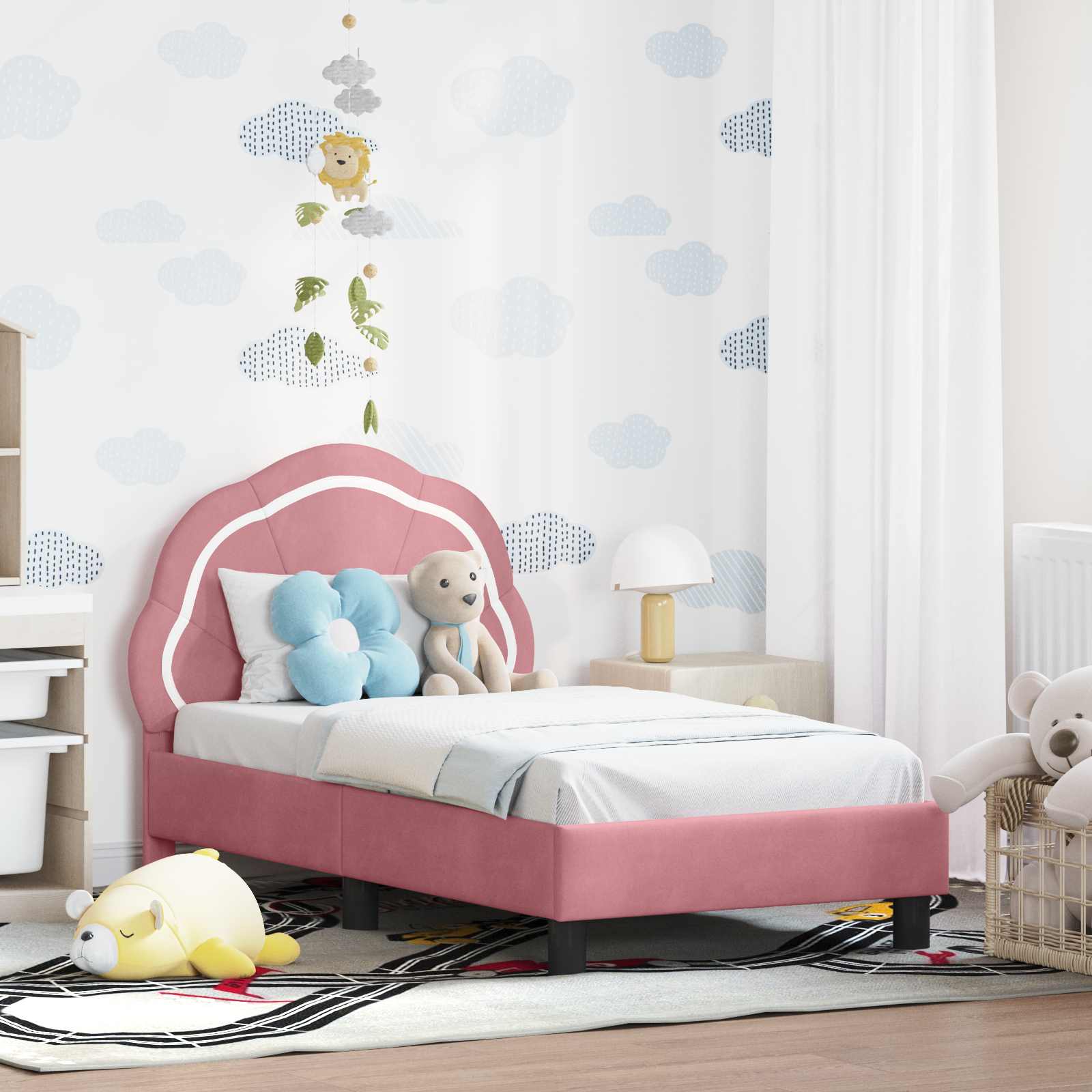 Peuterbedframe met hoofdbord Roze 70 x 140 cm Fluweel is nu te koop bij PeponiXL, paradijselijk wonen!