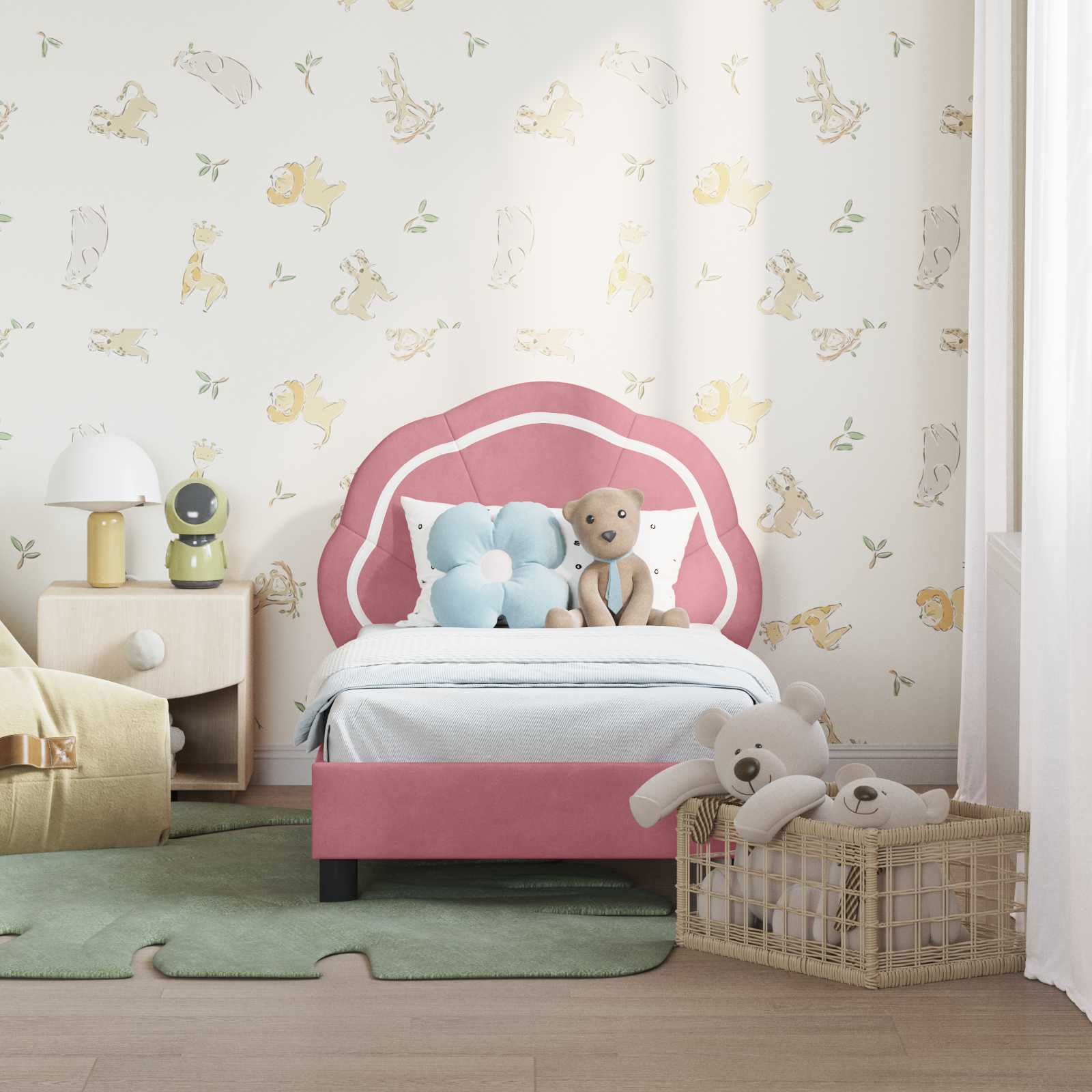Peuterbedframe met hoofdbord Roze 70 x 140 cm Fluweel is nu te koop bij PeponiXL, paradijselijk wonen!