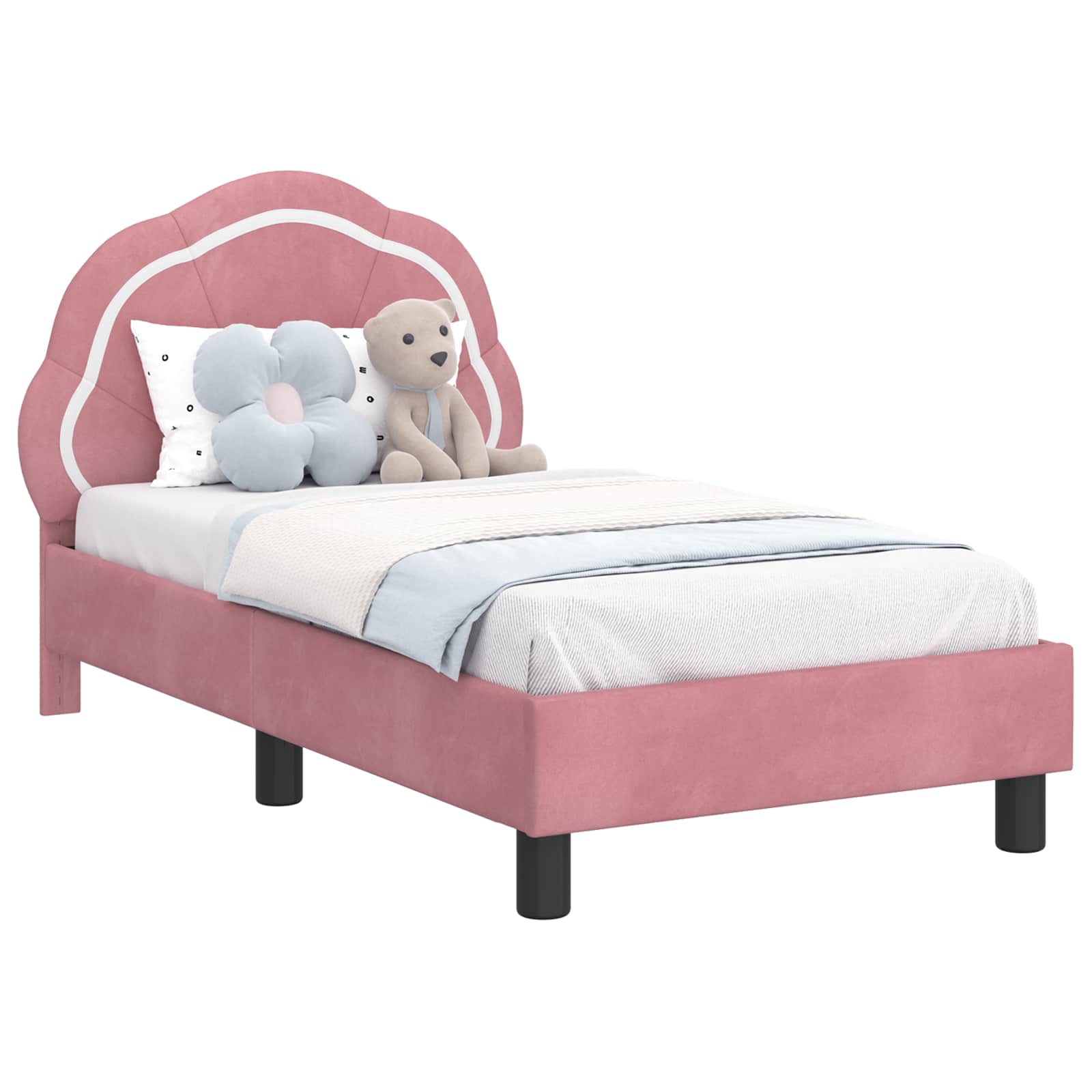 Peuterbedframe met hoofdbord Roze 70 x 140 cm Fluweel is nu te koop bij PeponiXL, paradijselijk wonen!