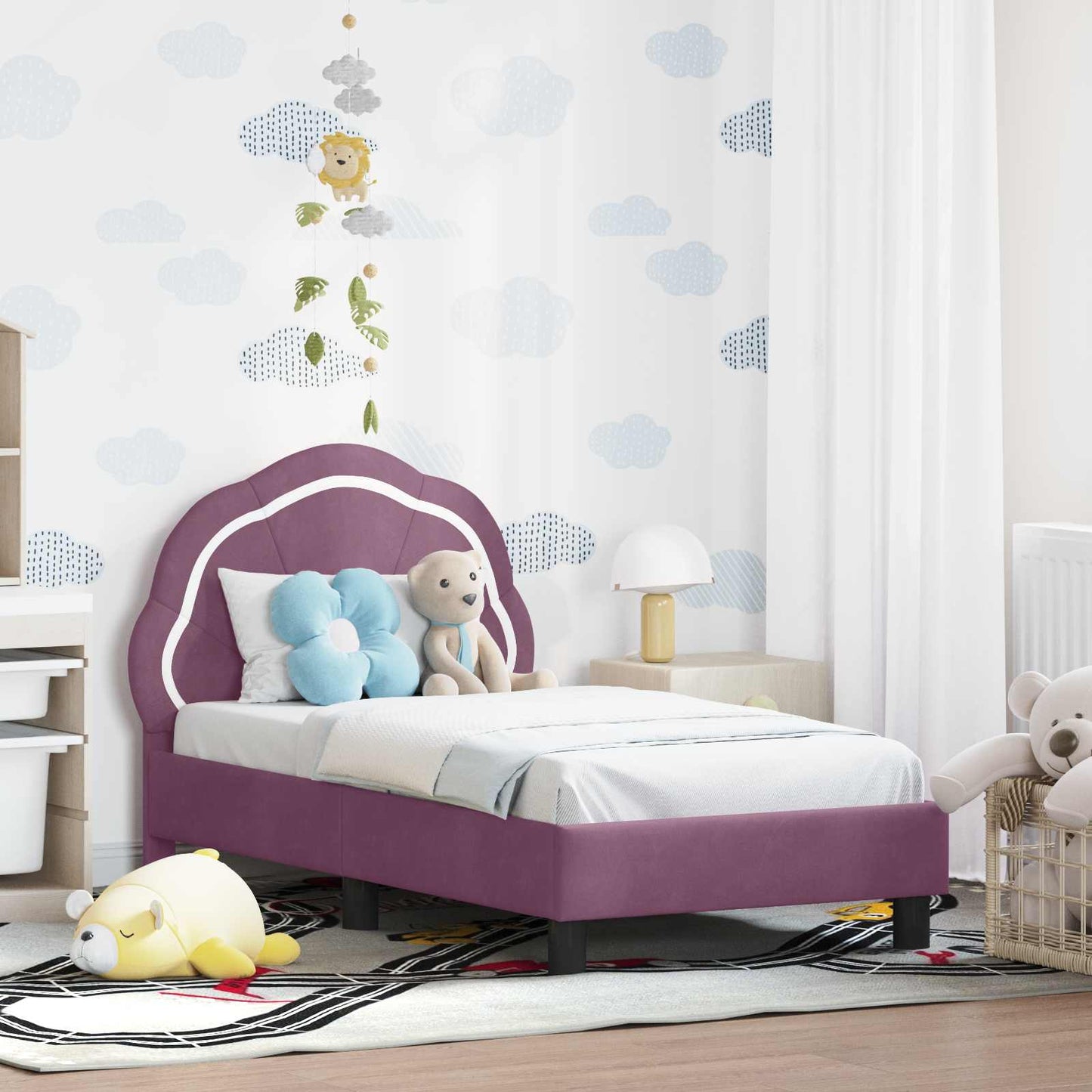 Peuterbedframe met hoofdbord Paars 70 x 140 cm Fluweel is nu te koop bij PeponiXL, paradijselijk wonen!