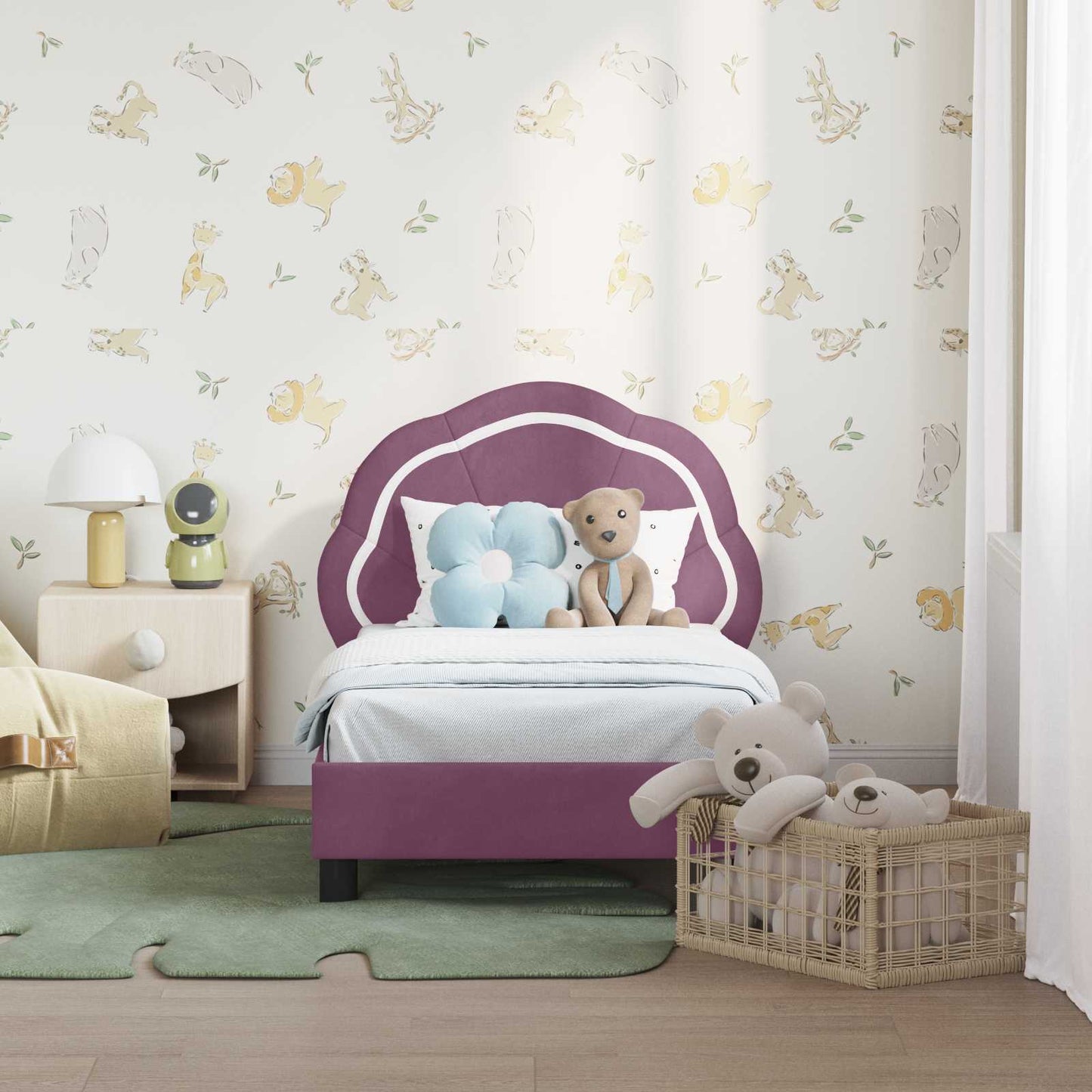 Peuterbedframe met hoofdbord Paars 70 x 140 cm Fluweel is nu te koop bij PeponiXL, paradijselijk wonen!