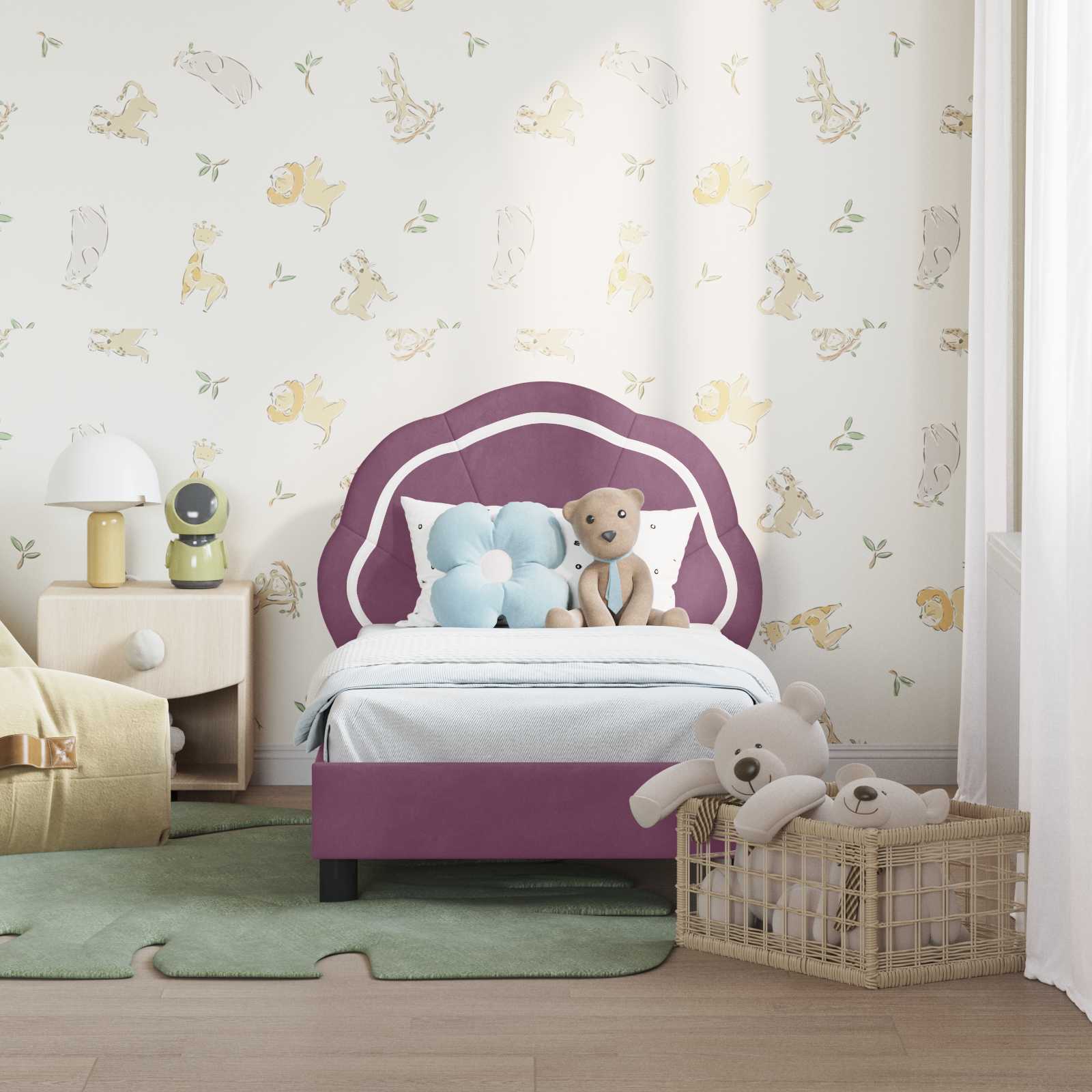 Peuterbedframe met hoofdbord Paars 70 x 140 cm Fluweel is nu te koop bij PeponiXL, paradijselijk wonen!