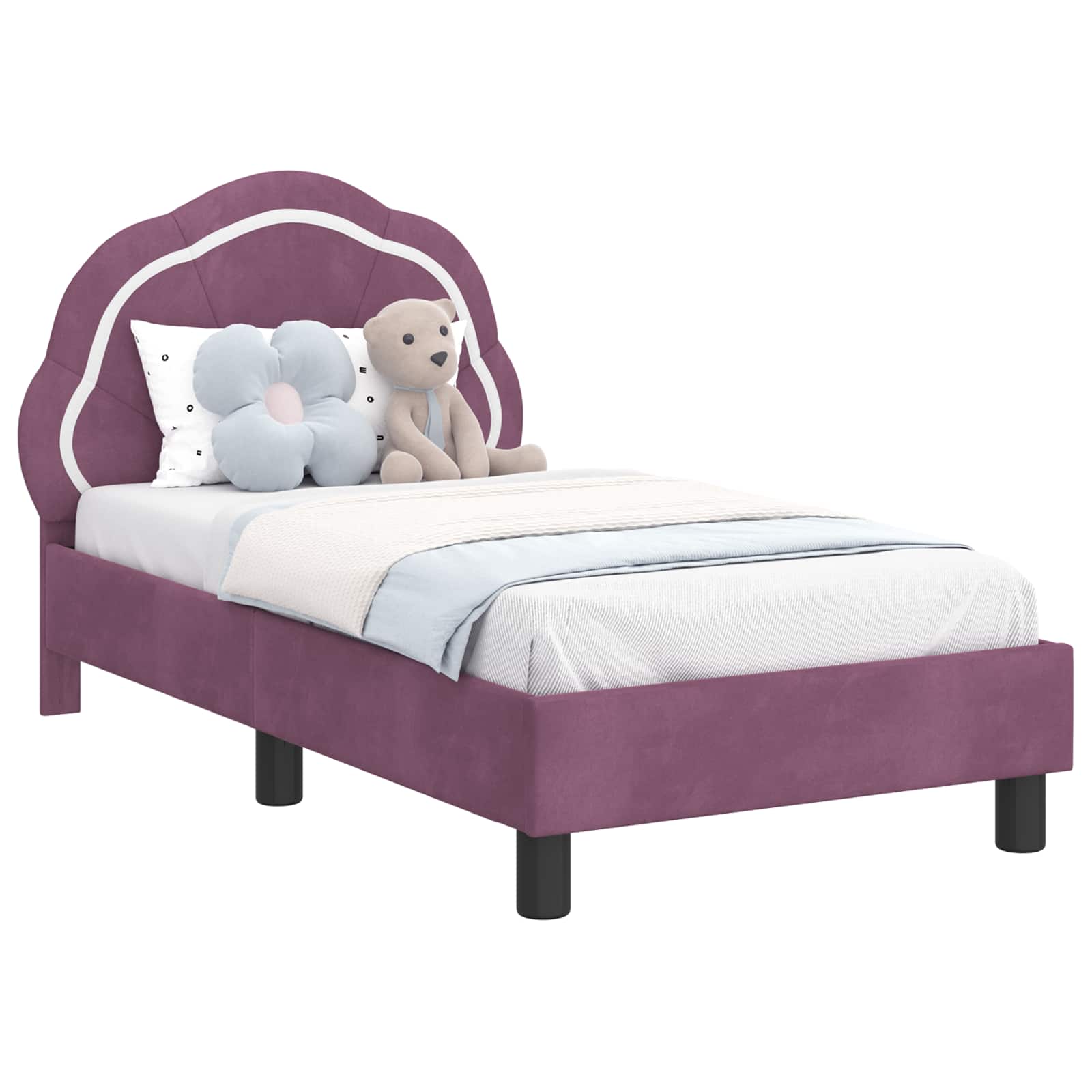 Peuterbedframe met hoofdbord Paars 70 x 140 cm Fluweel is nu te koop bij PeponiXL, paradijselijk wonen!