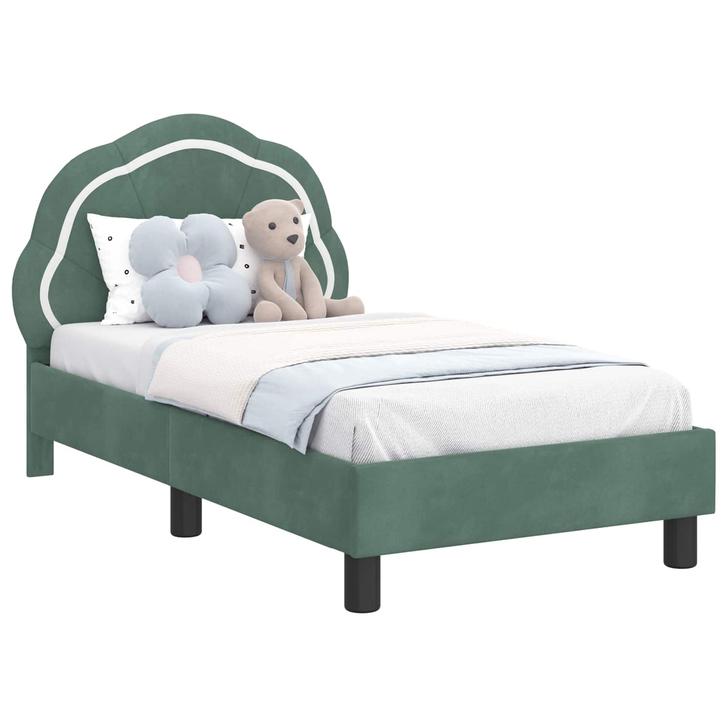 Peuterbedframe met hoofdbord Zeegroen 70 x 140 cm Fluweel is nu te koop bij PeponiXL, paradijselijk wonen!
