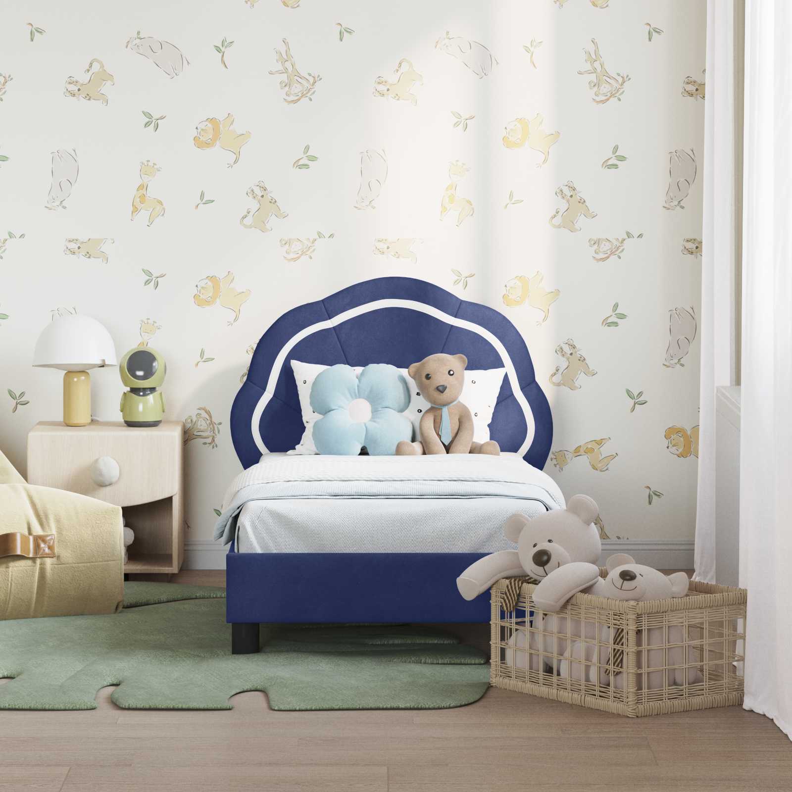 Peuterbedframe met hoofdbord Politieblauw 70 x 140 cm Fluweel is nu te koop bij PeponiXL, paradijselijk wonen!