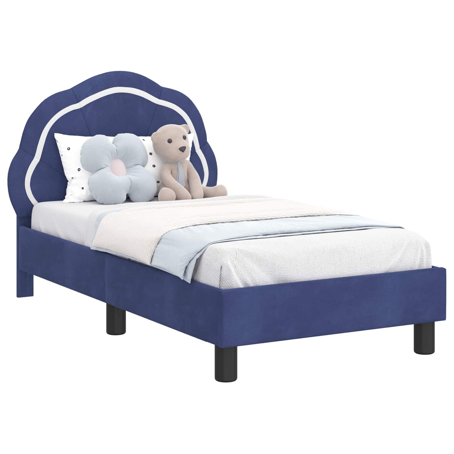 Peuterbedframe met hoofdbord Politieblauw 70 x 140 cm Fluweel is nu te koop bij PeponiXL, paradijselijk wonen!