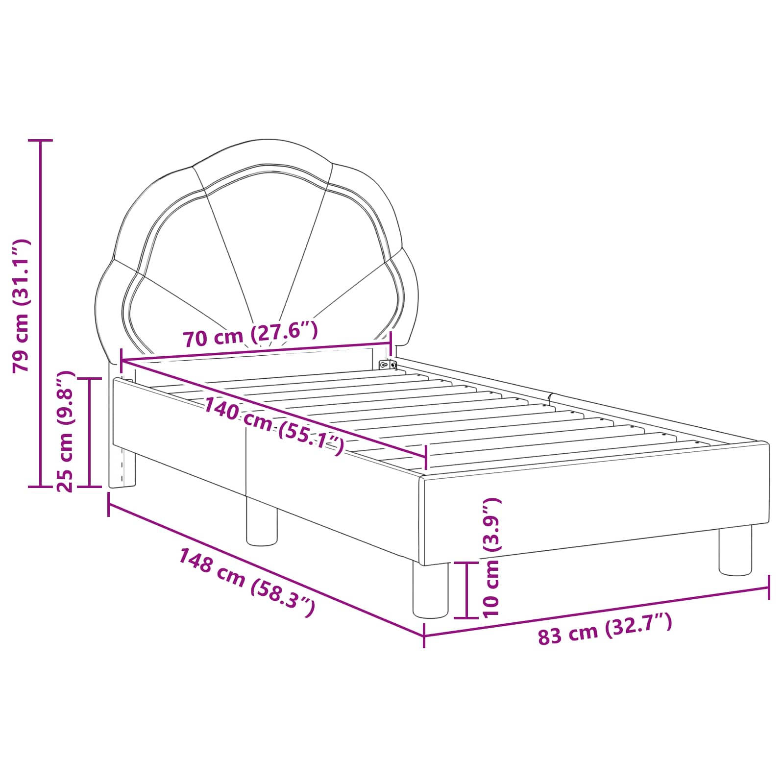 Peuterbedframe met hoofdbord Politieblauw 70 x 140 cm Fluweel is nu te koop bij PeponiXL, paradijselijk wonen!