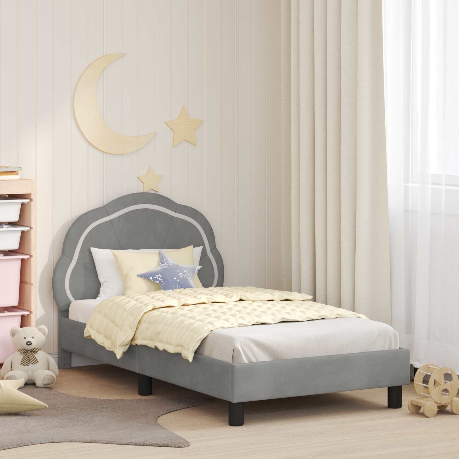 Bedframe voor kinderen met hoofdbord Lichtgrijs 80 x 160 cm is nu te koop bij PeponiXL, paradijselijk wonen!