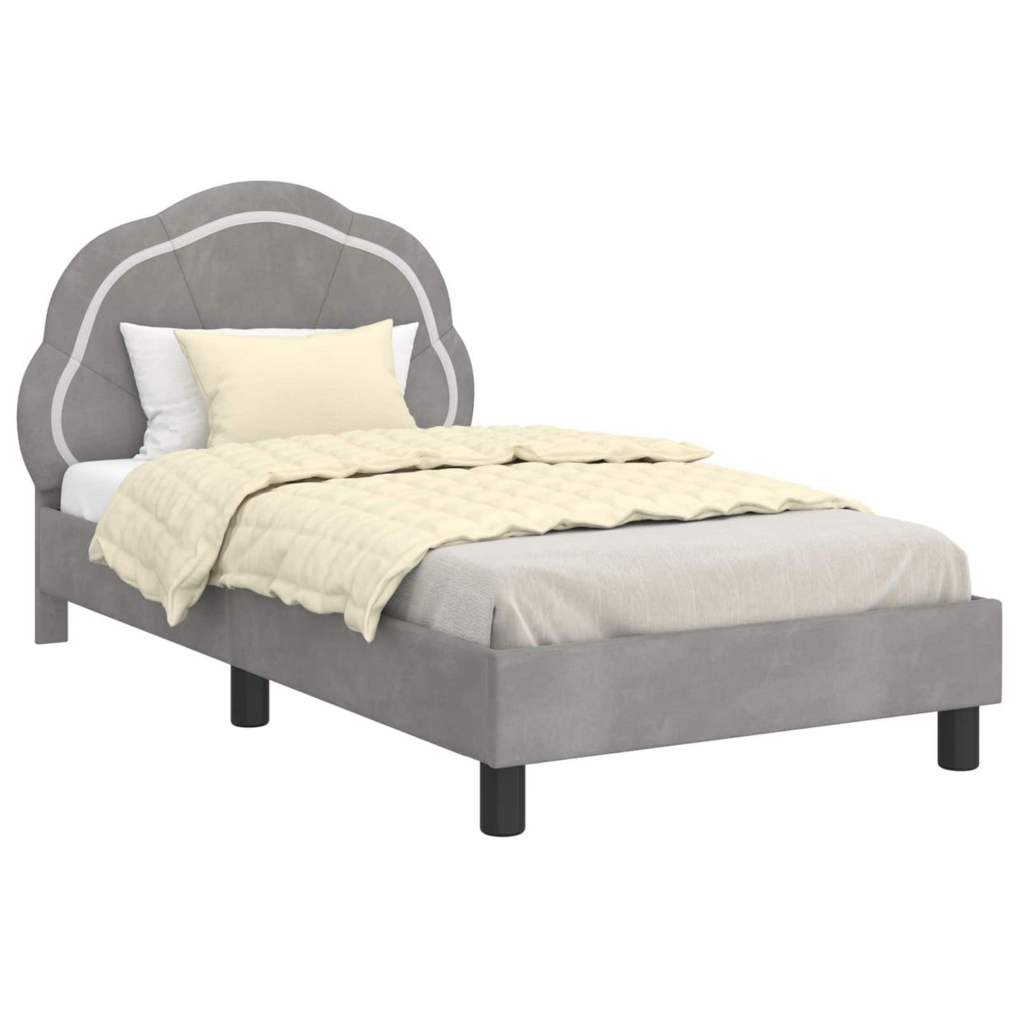 Bedframe voor kinderen met hoofdbord Lichtgrijs 80 x 160 cm is nu te koop bij PeponiXL, paradijselijk wonen!