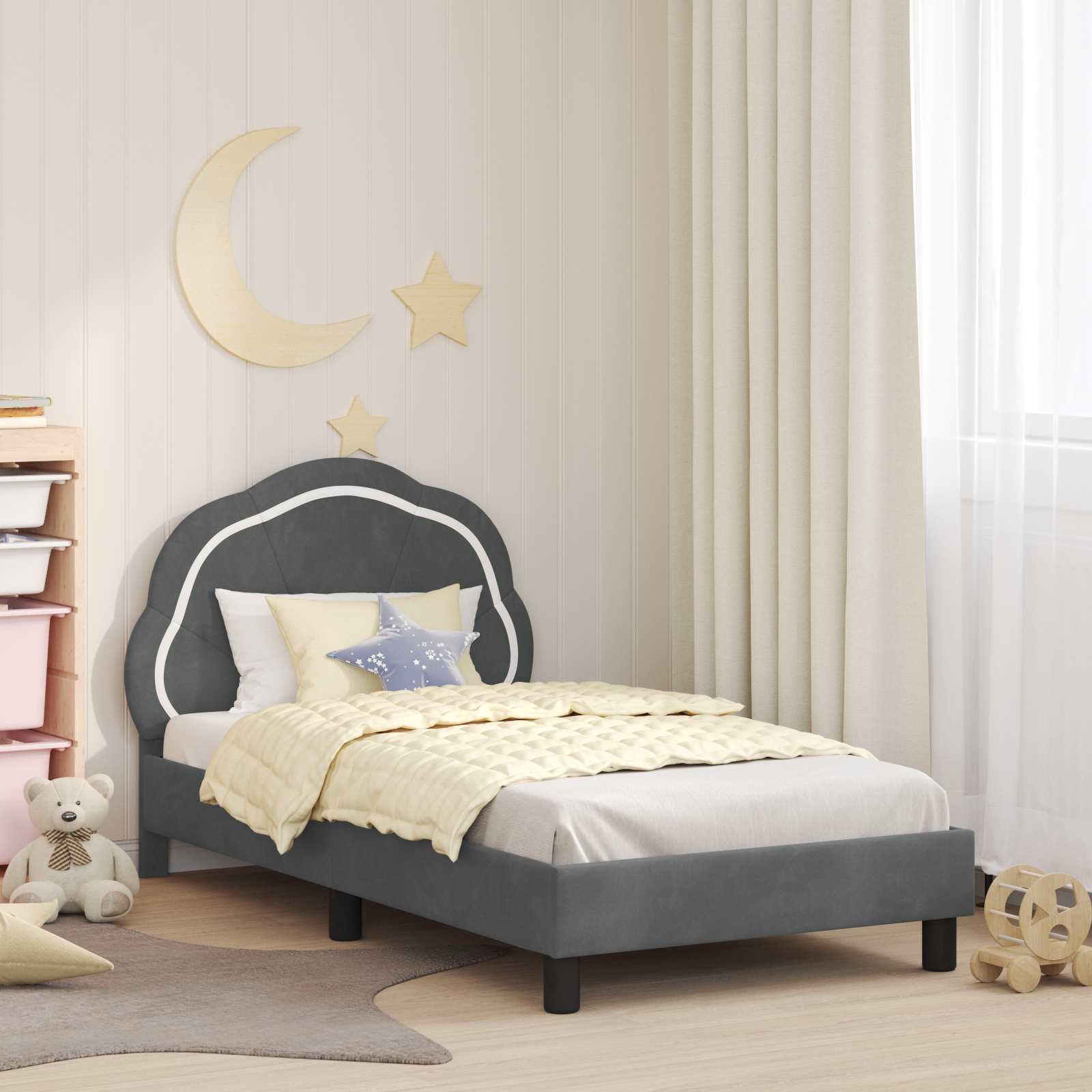 Bedframe voor kinderen met hoofdbord Donkergrijs 80 x 160 cm is nu te koop bij PeponiXL, paradijselijk wonen!