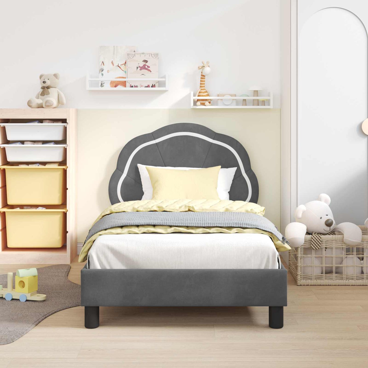 Bedframe voor kinderen met hoofdbord Donkergrijs 80 x 160 cm is nu te koop bij PeponiXL, paradijselijk wonen!