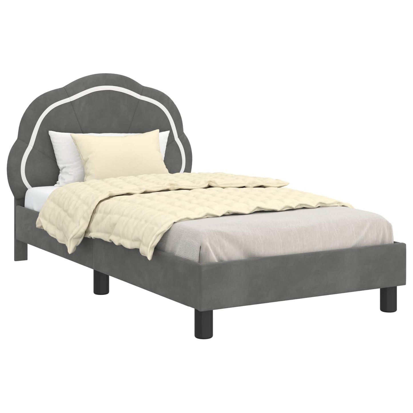 Bedframe voor kinderen met hoofdbord Donkergrijs 80 x 160 cm is nu te koop bij PeponiXL, paradijselijk wonen!