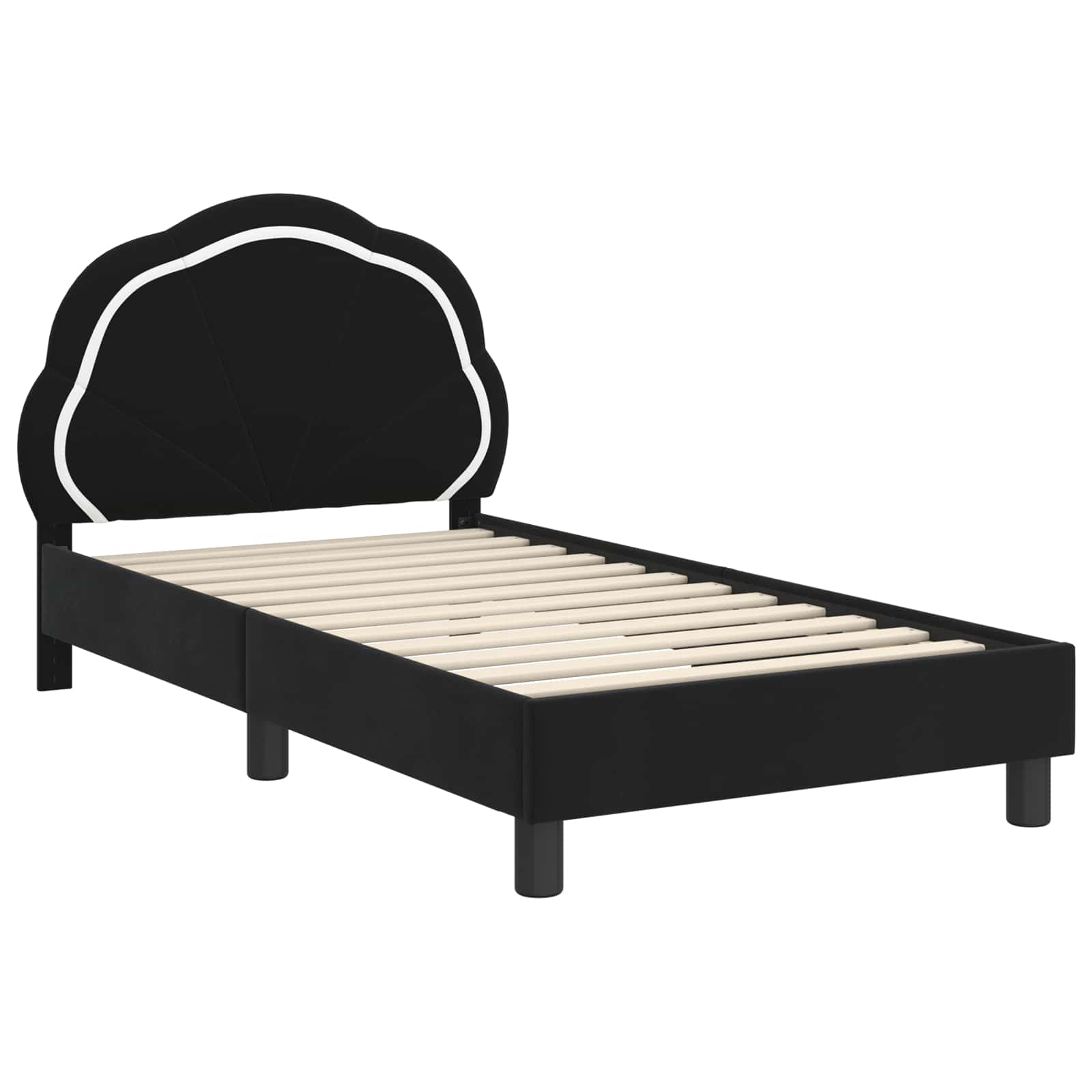 Bedframe voor kinderen met hoofdbord Zwart 80 x 160 cm Fluweel is nu te koop bij PeponiXL, paradijselijk wonen!