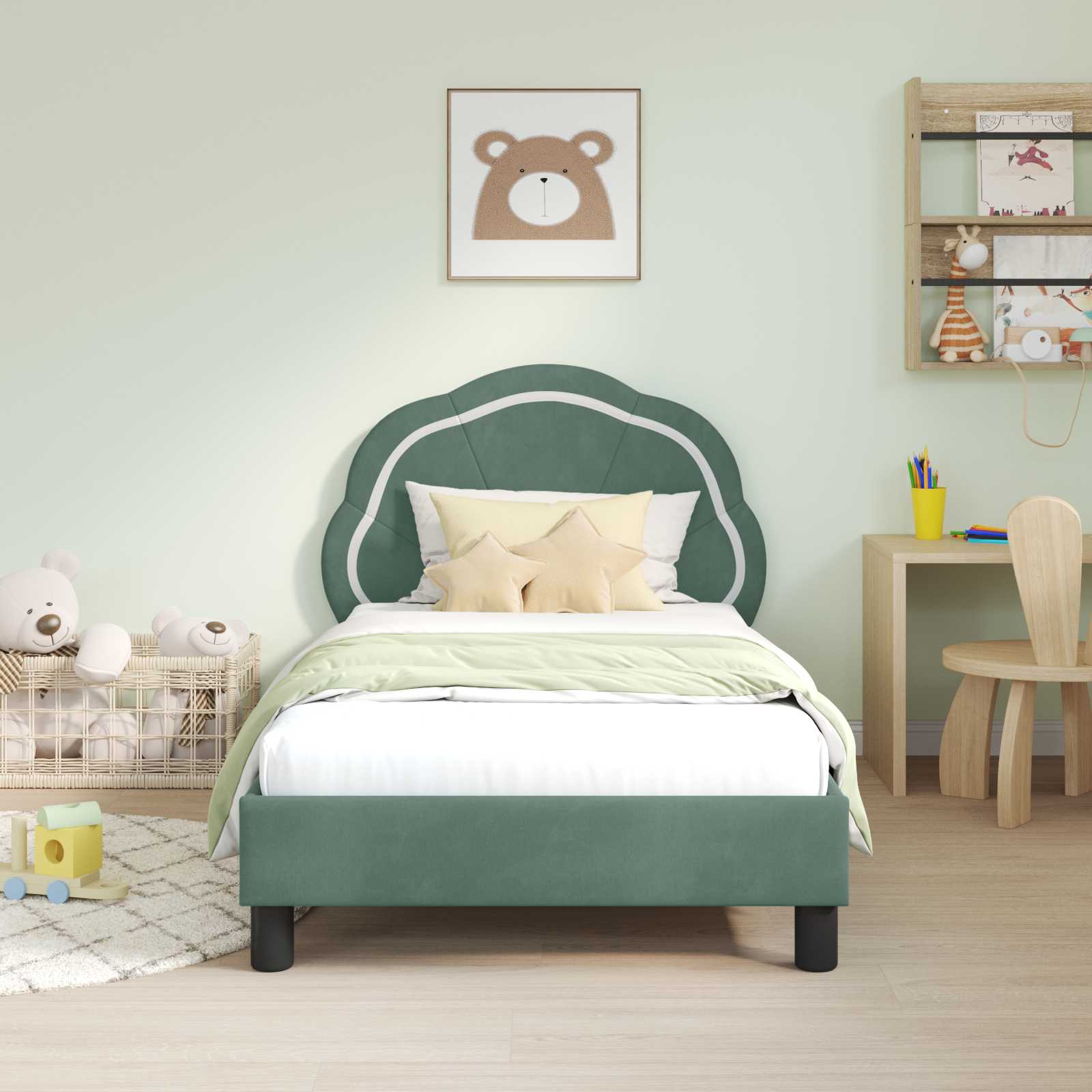 Bedframe voor kinderen met hoofdbord Zeegroen 80 x 160 cm is nu te koop bij PeponiXL, paradijselijk wonen!
