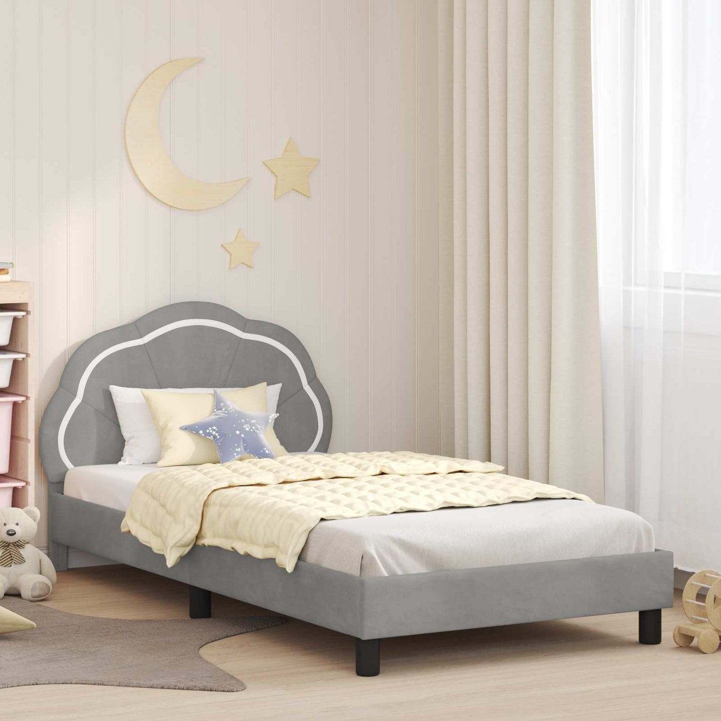 Bedframe voor kinderen met hoofdbord Lichtgrijs 80 x 200 cm is nu te koop bij PeponiXL, paradijselijk wonen!