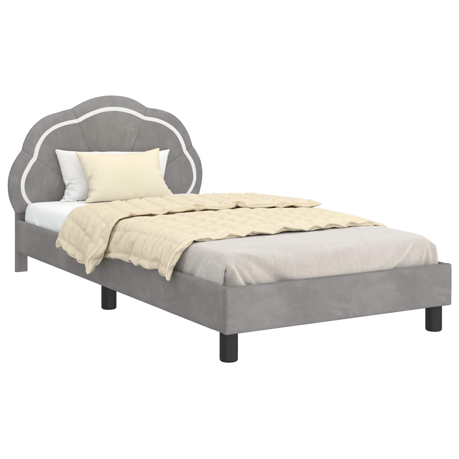 Bedframe voor kinderen met hoofdbord Lichtgrijs 80 x 200 cm is nu te koop bij PeponiXL, paradijselijk wonen!