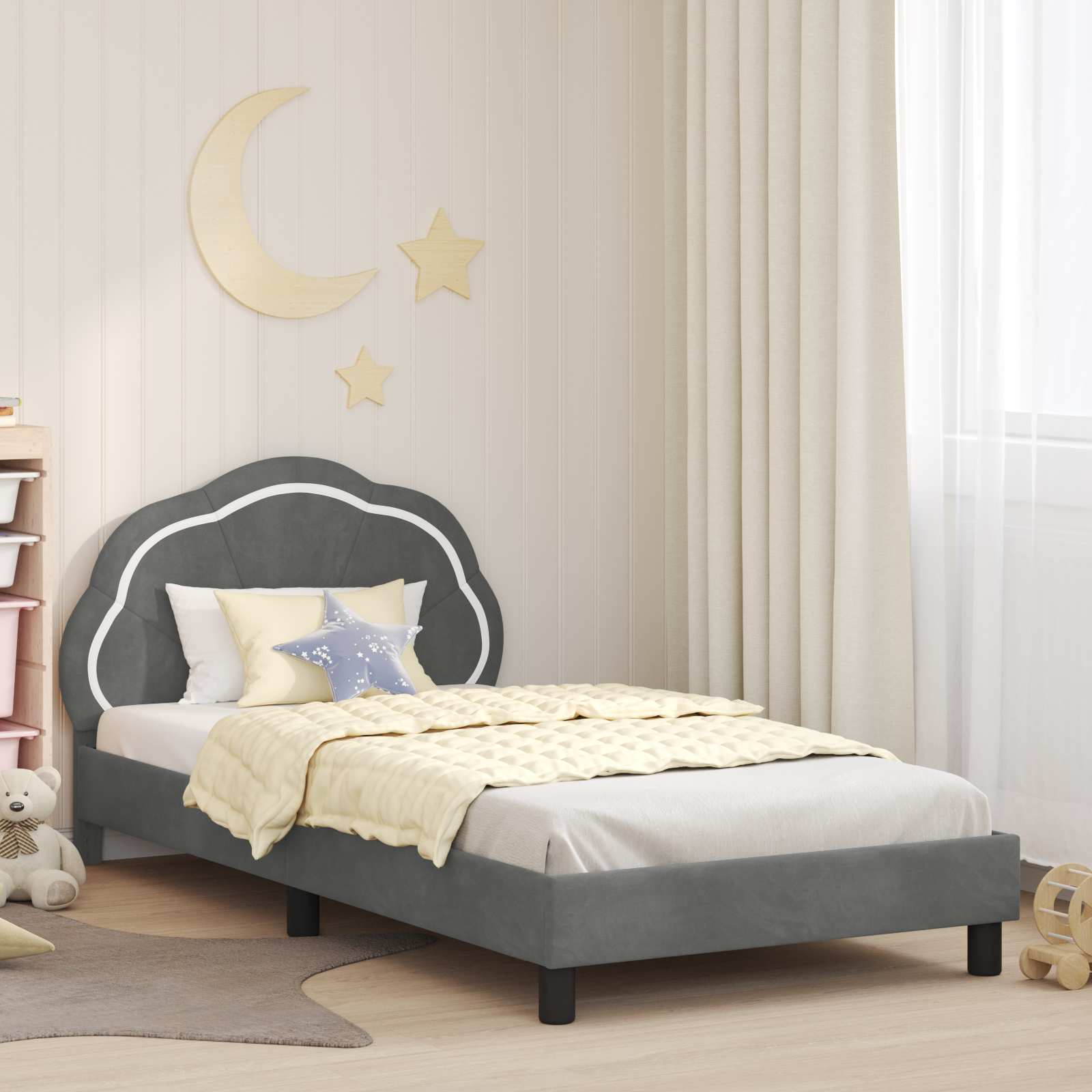 Bedframe voor kinderen met hoofdbord Donkergrijs 80 x 200 cm is nu te koop bij PeponiXL, paradijselijk wonen!