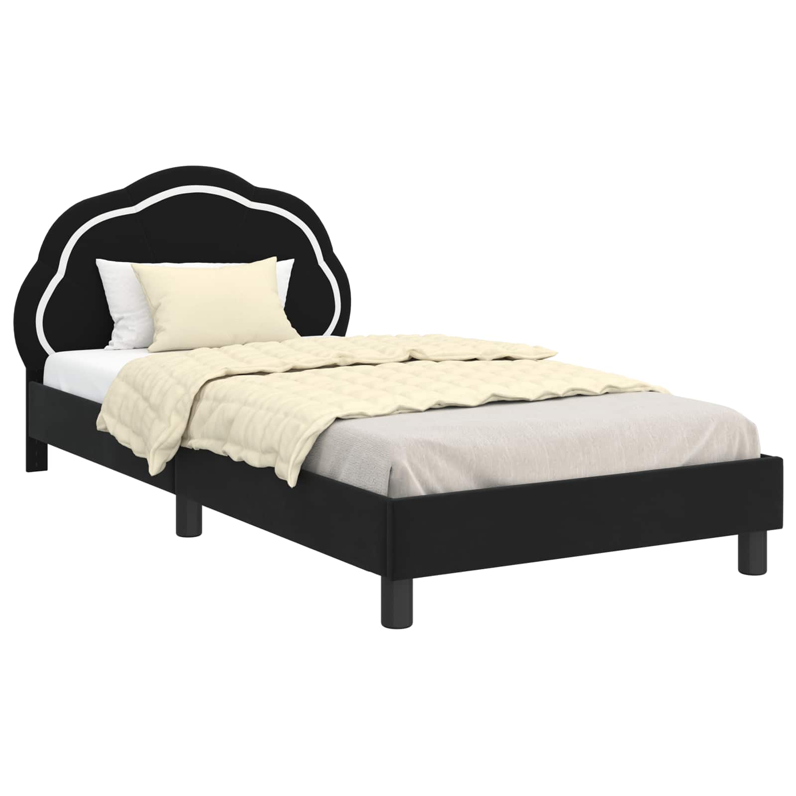 Bedframe voor kinderen met hoofdbord Zwart 80 x 200 cm Fluweel is nu te koop bij PeponiXL, paradijselijk wonen!